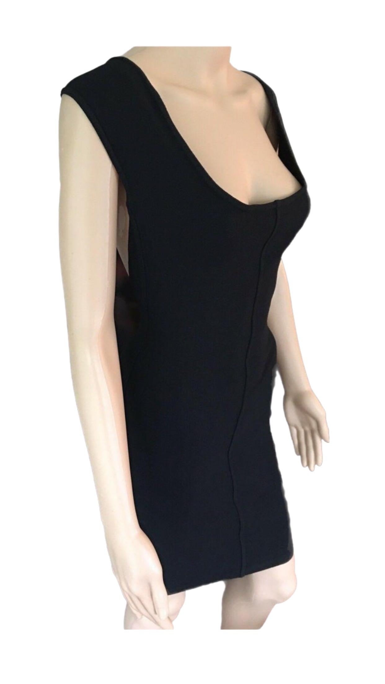 Azzedine Alaia Vintage Fitted Open Back Black Mini Dress For Sale 1