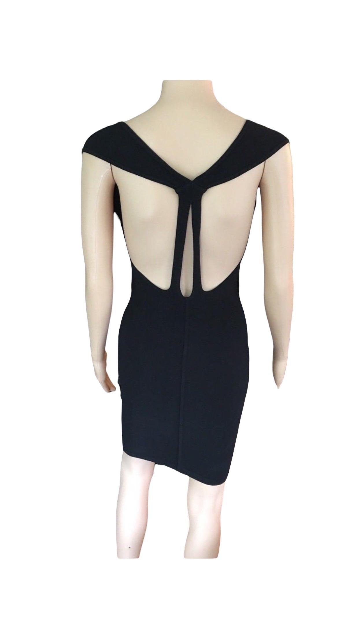 Azzedine Alaia Vintage Fitted Open Back Black Mini Dress For Sale 2