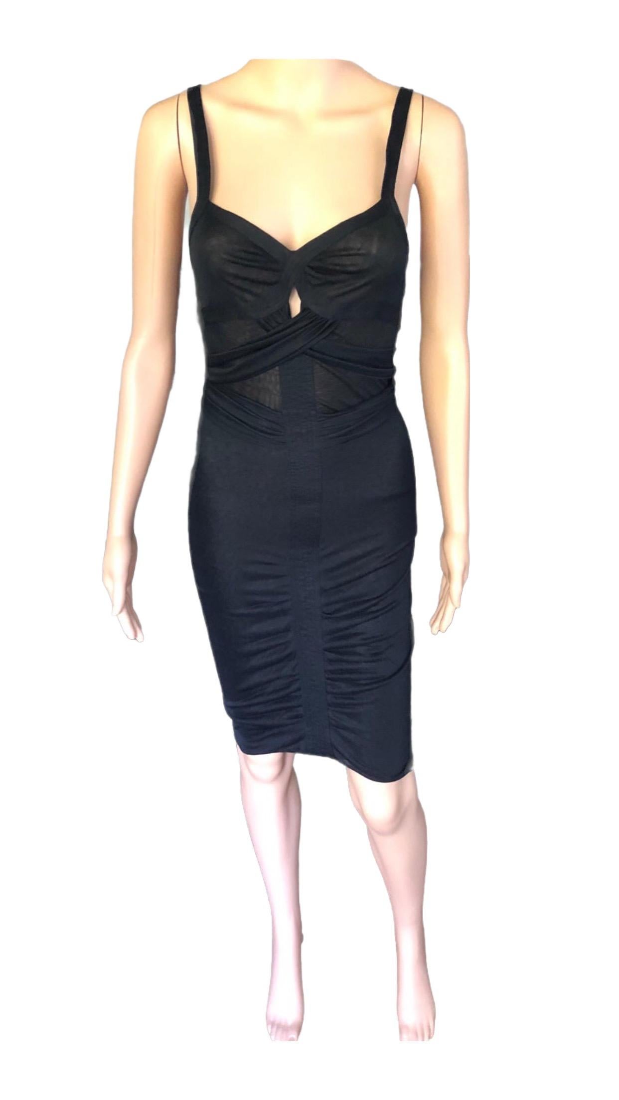 Women's 1990'S Gucci by Tom Ford Semi-Sheer Knit Bodycon Black Dress