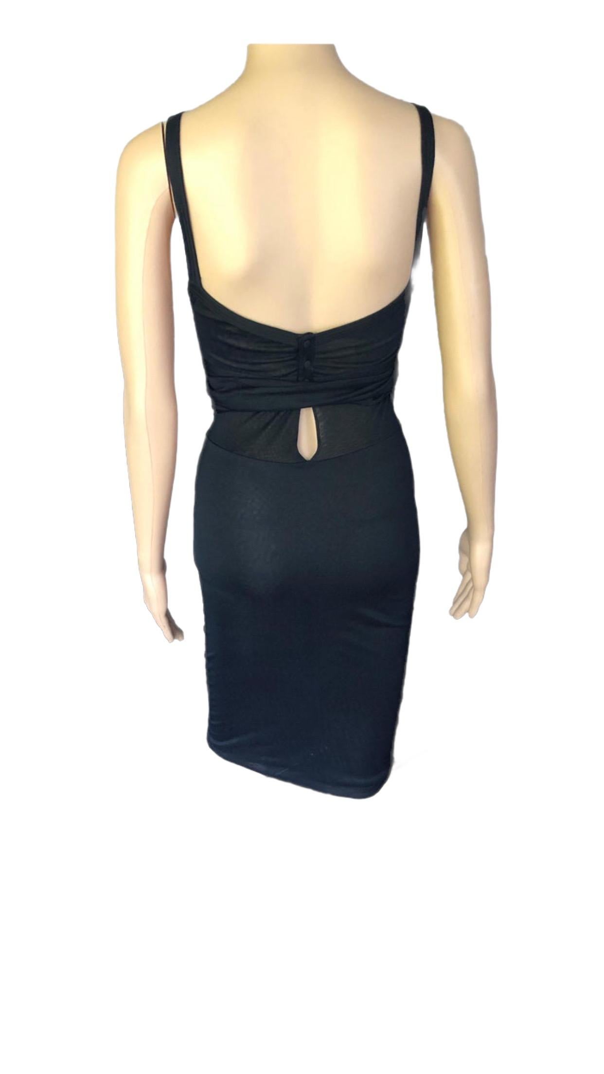 1990'S Gucci by Tom Ford Semi-Sheer Knit Bodycon Black Dress For Sale 1