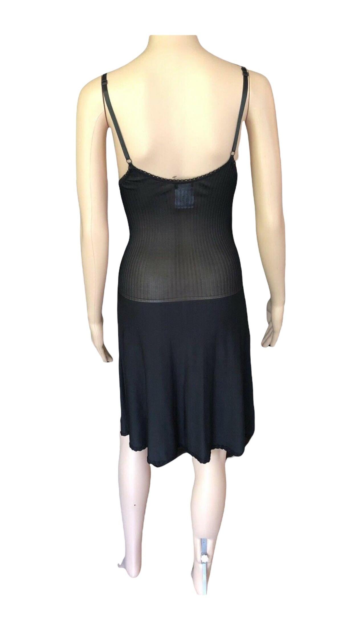 Chanel S/S 2008 Sheer Panel Lace Knit Black Dress at 1stDibs