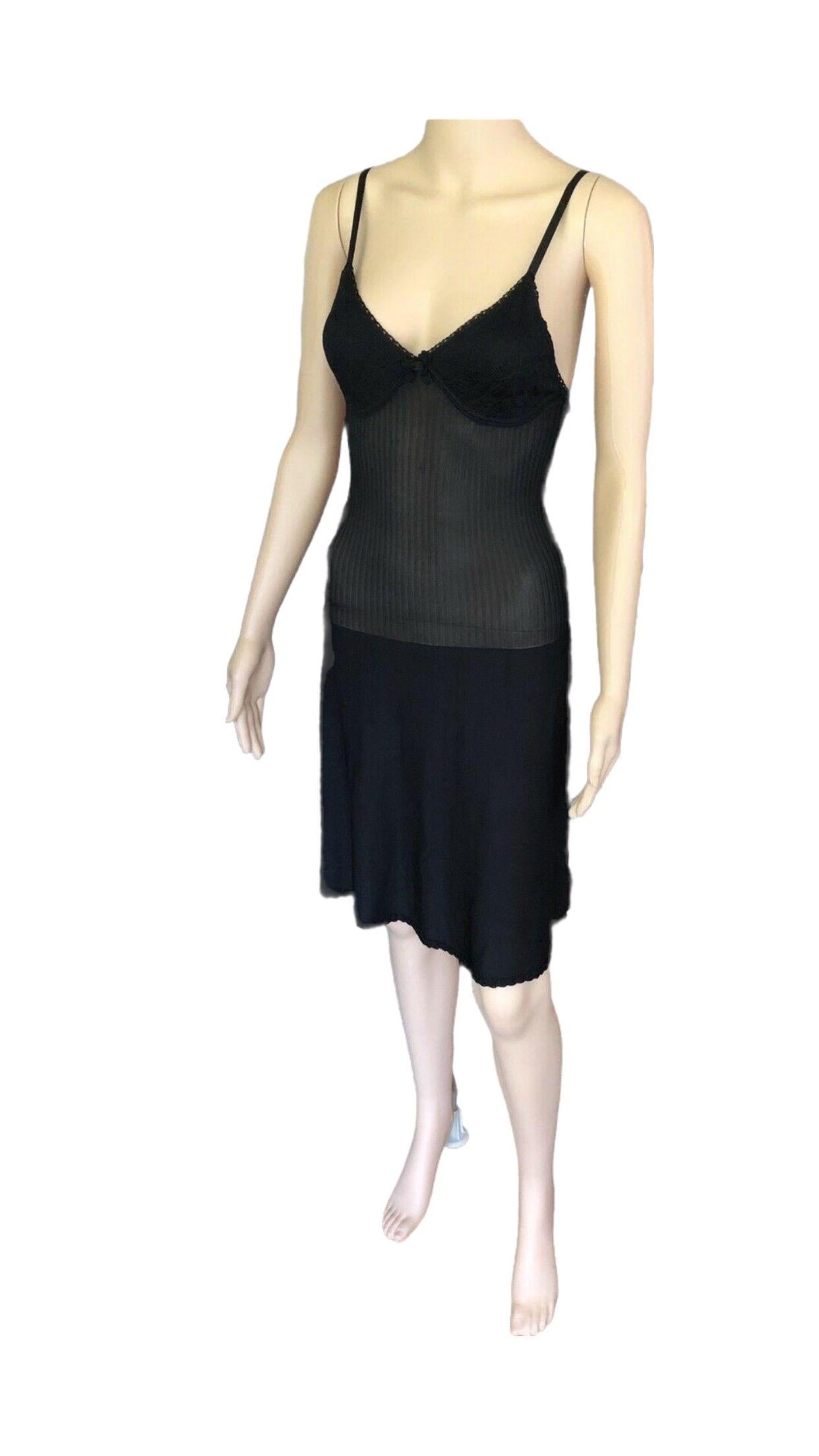 Chanel S/S 2008 Sheer Panel Lace Knit Black Dress at 1stDibs