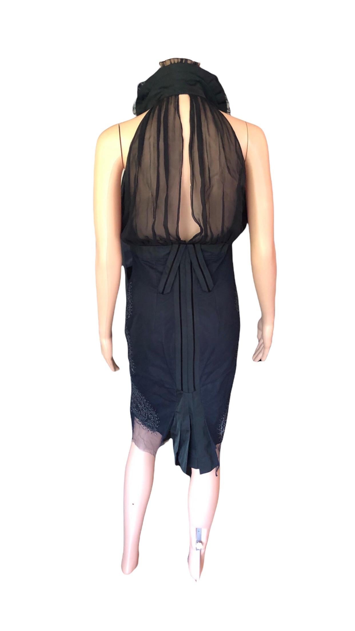 Gucci F/W 2005 Runway Embellished Halter Silk Black Dress For Sale 10