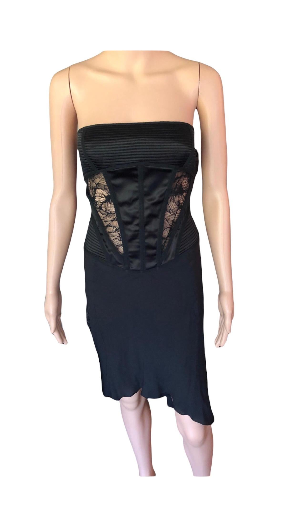 Julien Macdonald Asymmetrical Sheer Lace Panels Black Dress For Sale 4