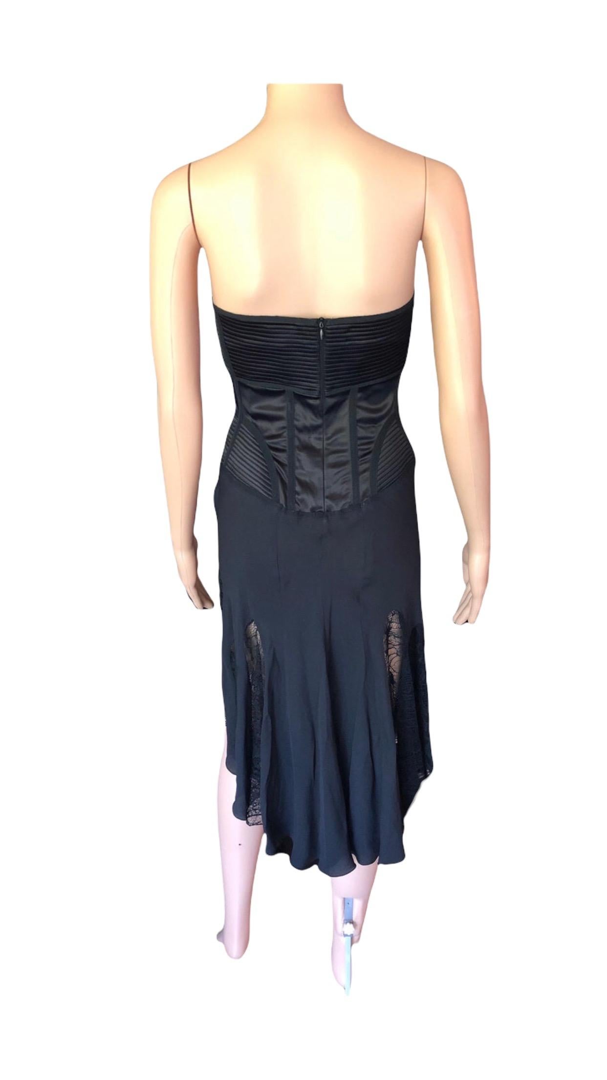 Julien Macdonald Asymmetrical Sheer Lace Panels Black Dress For Sale 6