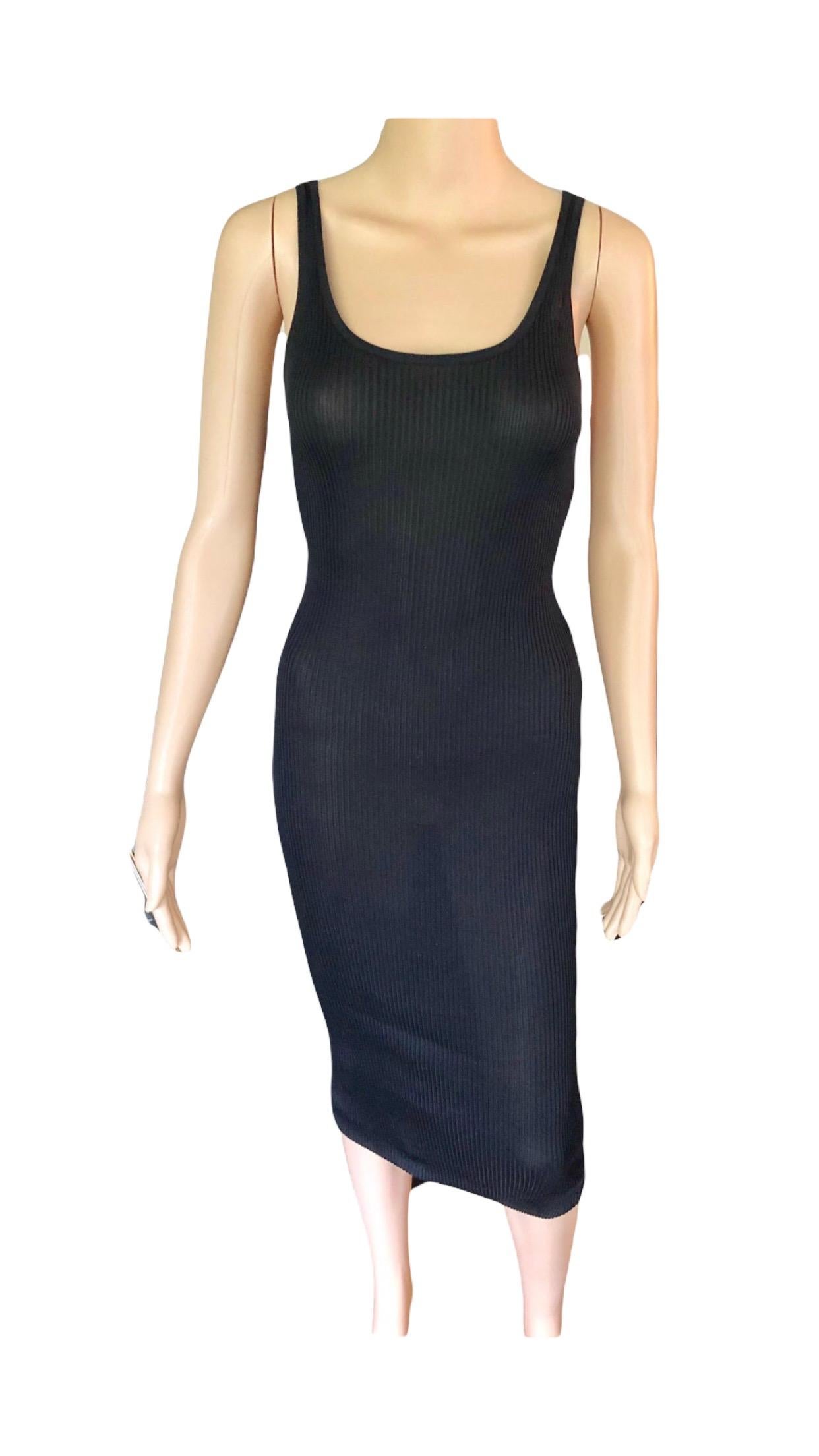 Chanel Vintage Sheer Silk Knitted Bodycon Black Dress 3