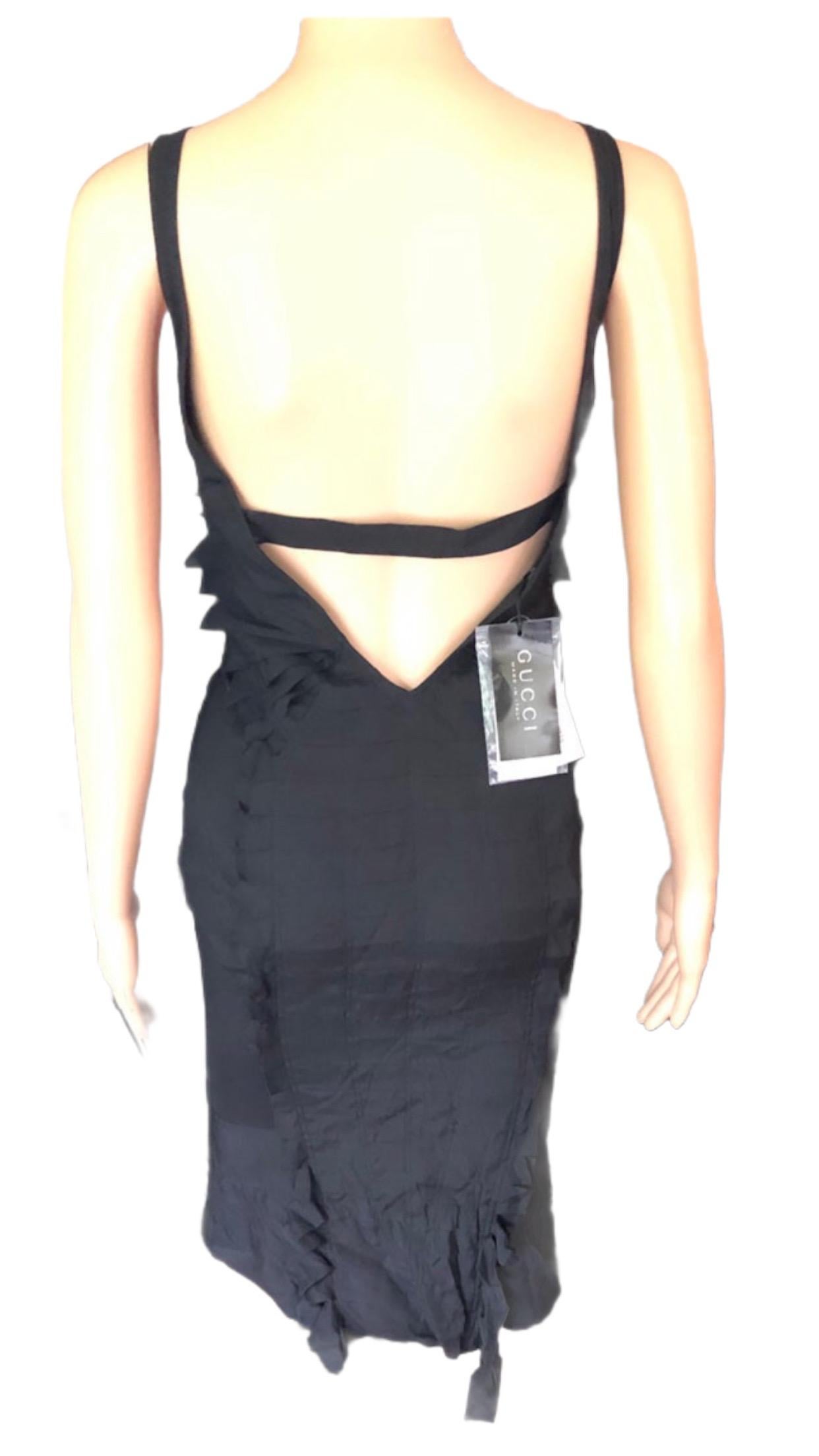 Schwarzes Kleid mit Ausschnitt von Gucci by Tom Ford, S/S 2004 im Angebot 6