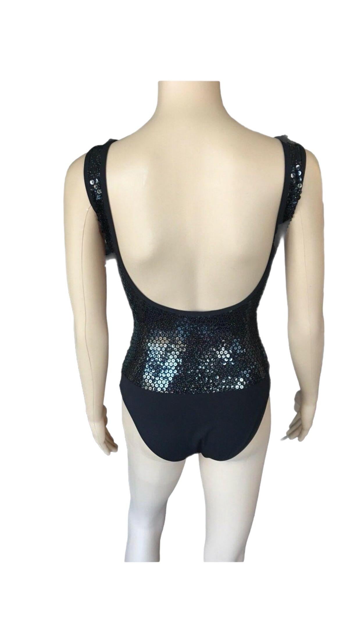 Women's New Chanel Cruise 2016 Runway Sequin Embellished Swimsuit Bodysuit  For Sale