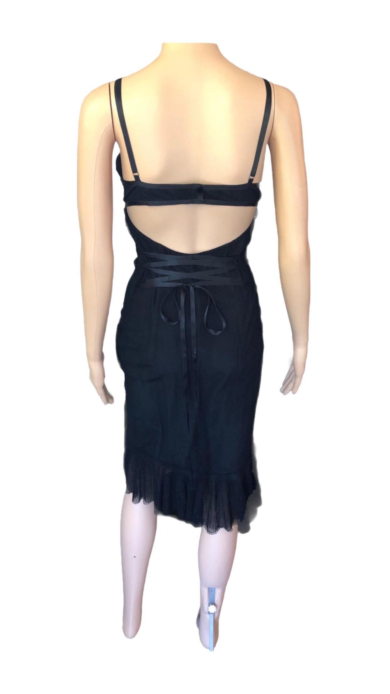 Schwarzes Kleid von Gucci by Tom Ford F/W 2001 mit ausgeschnittenem Rückenausschnitt aus Mesh im Angebot 4