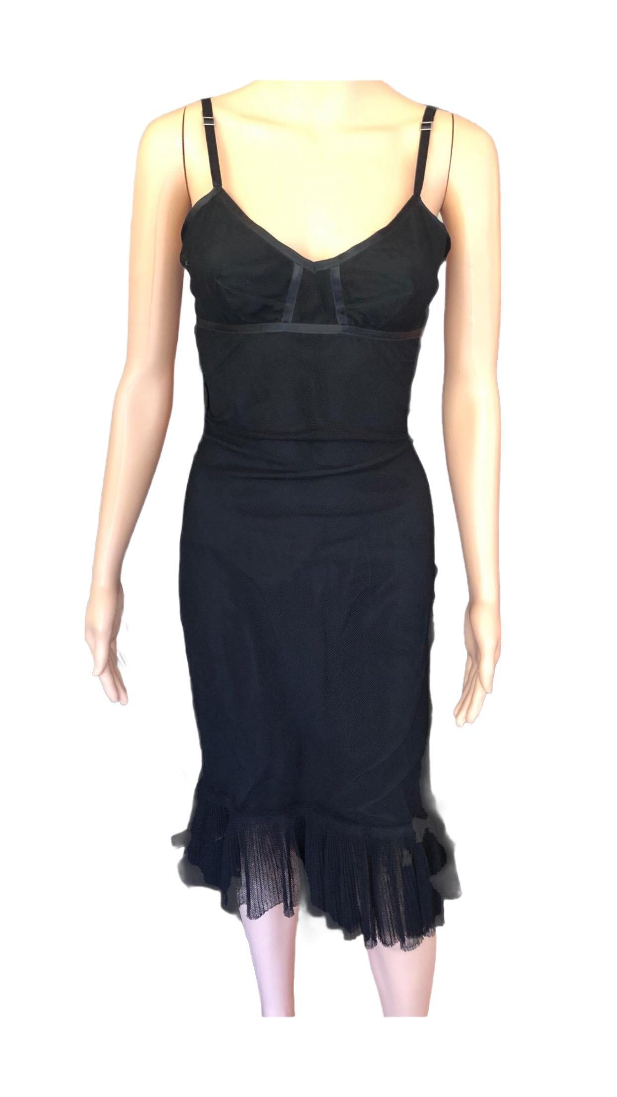 Gucci by Tom Ford F/W 2001 Cutout Back Mesh Black Dress For Sale 2