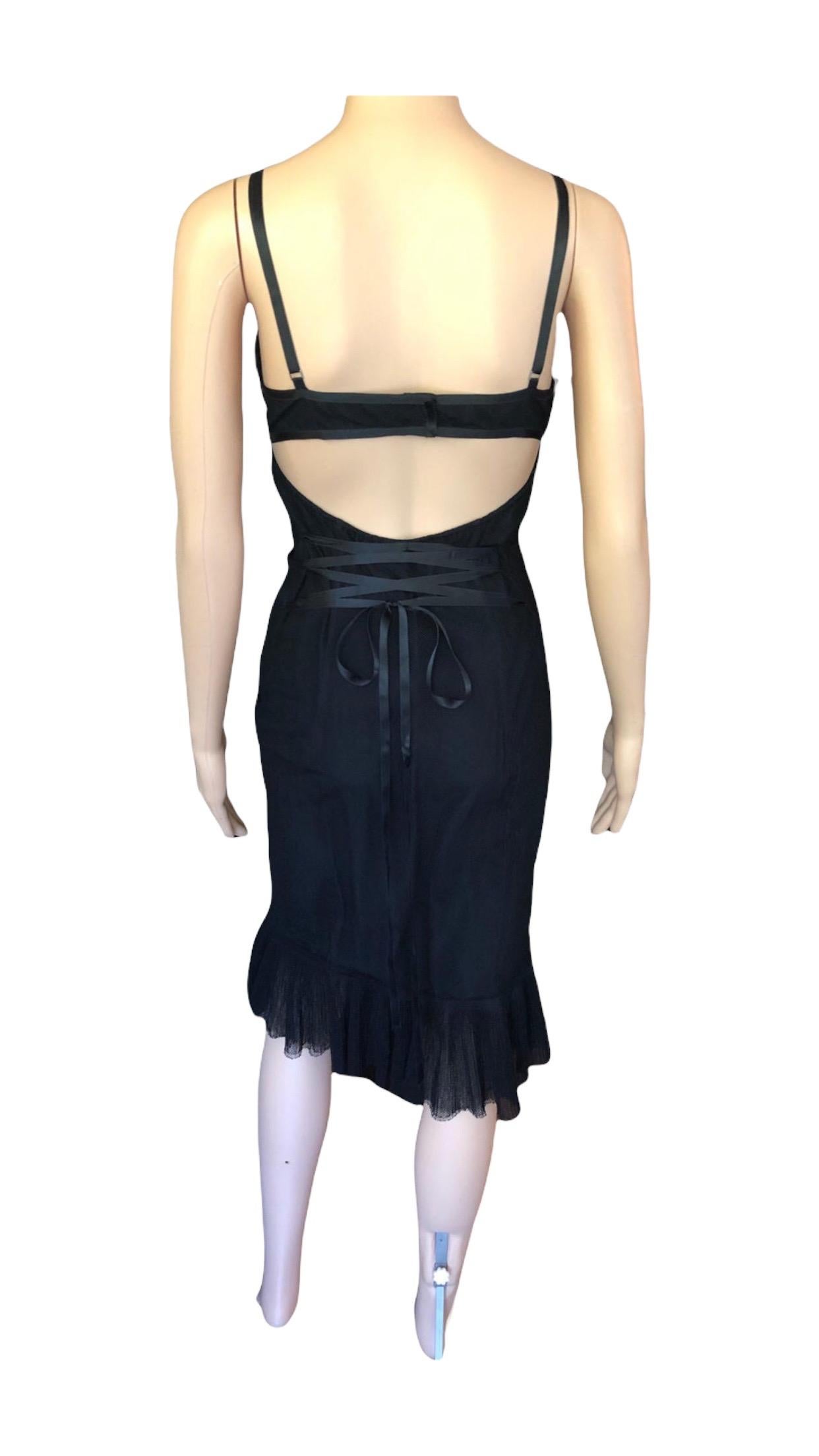 Gucci by Tom Ford F/W 2001 Cutout Back Mesh Black Dress For Sale 4