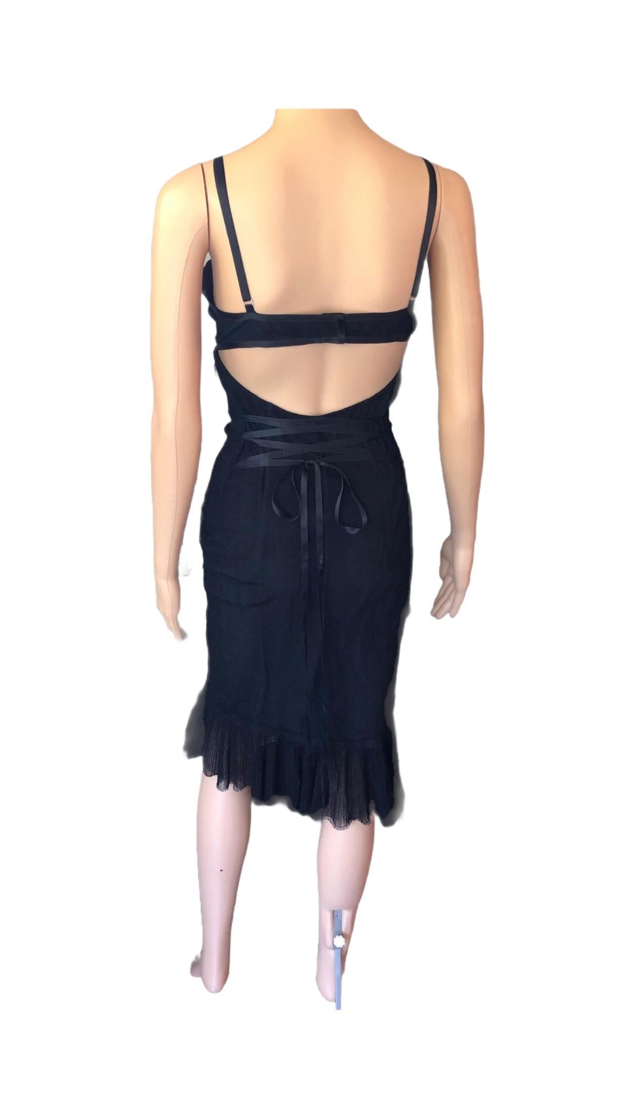 Gucci by Tom Ford F/W 2001 Cutout Back Mesh Black Dress For Sale 3