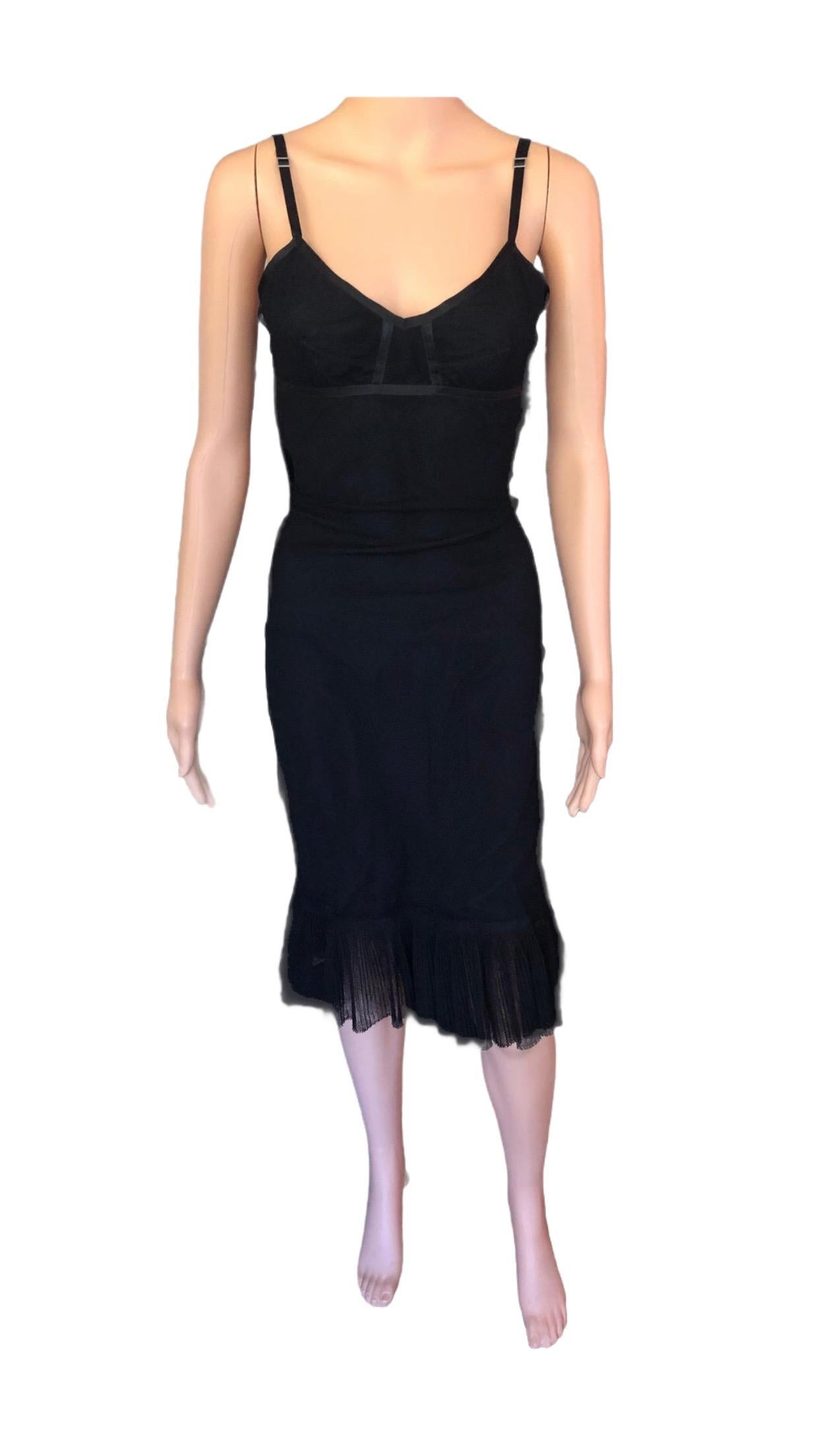 Gucci by Tom Ford F/W 2001 Cutout Back Mesh Black Dress For Sale 5