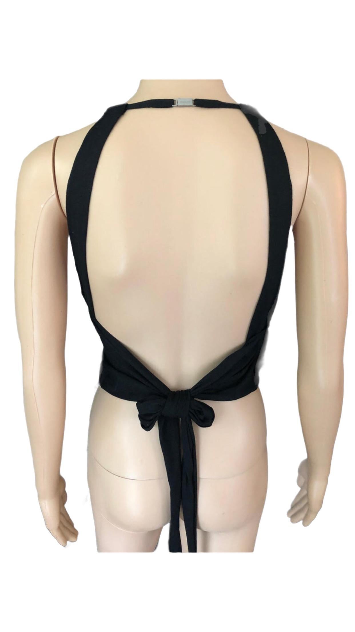 Gucci by Tom Ford c.2001 Silk Knit Halter Backless Black Crop Top For Sale 5