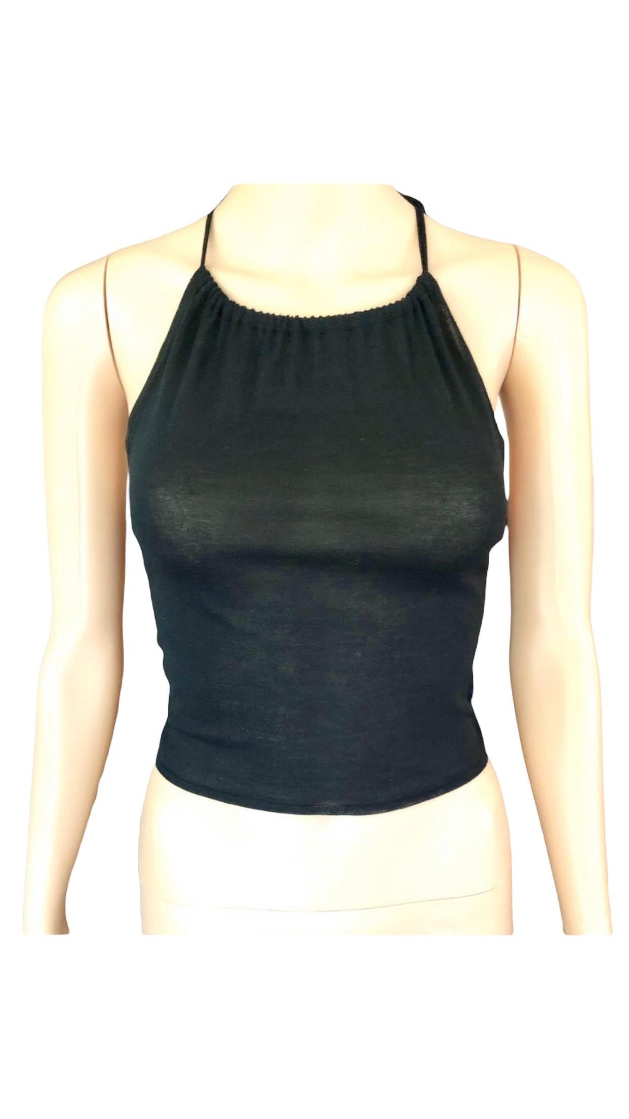 Gucci by Tom Ford c.2001 Silk Knit Halter Backless Black Crop Top For Sale 7