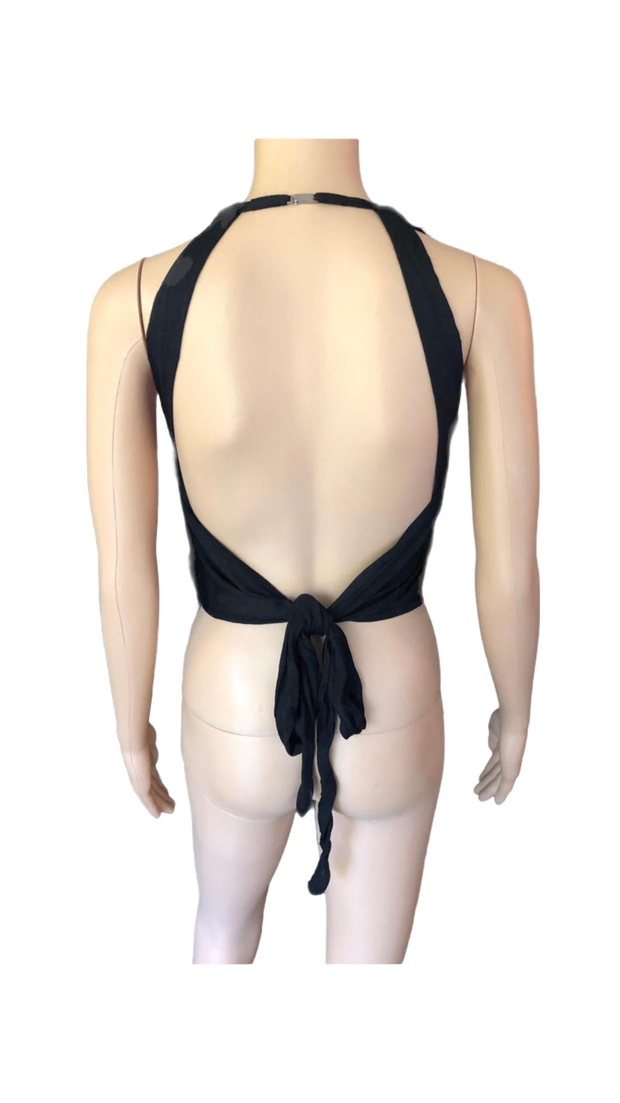 Gucci by Tom Ford c.2001 Silk Knit Halter Backless Black Crop Top For Sale 9