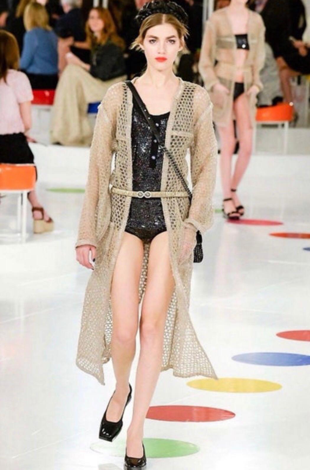 New Chanel Cruise 2016 Runway Sequin Embellished Swimsuit Bodysuit  For Sale 4