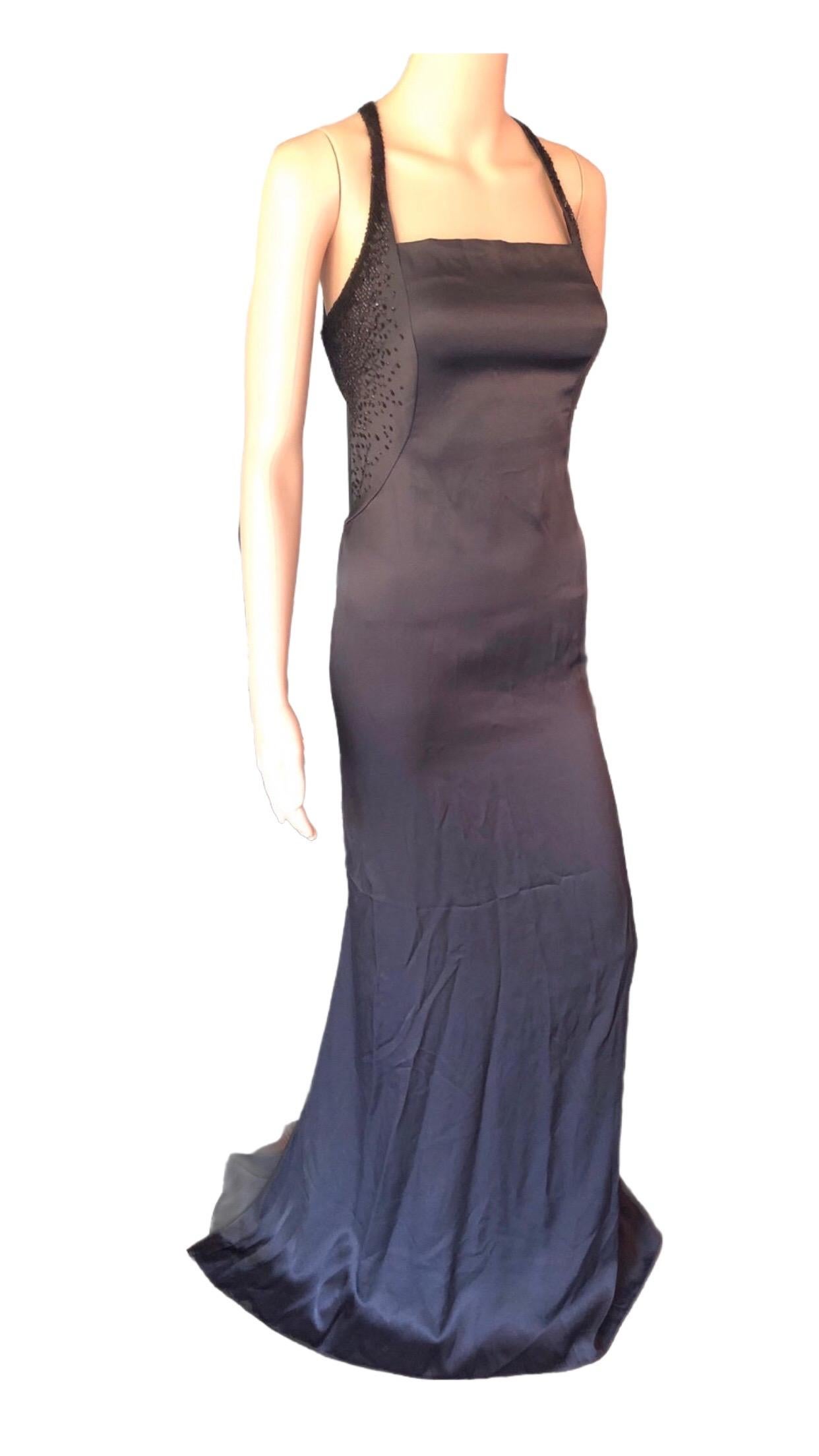 Tom Ford for Gucci c. 2001 Cutout Back Embellished Brown Evening Dress Gown For Sale 10