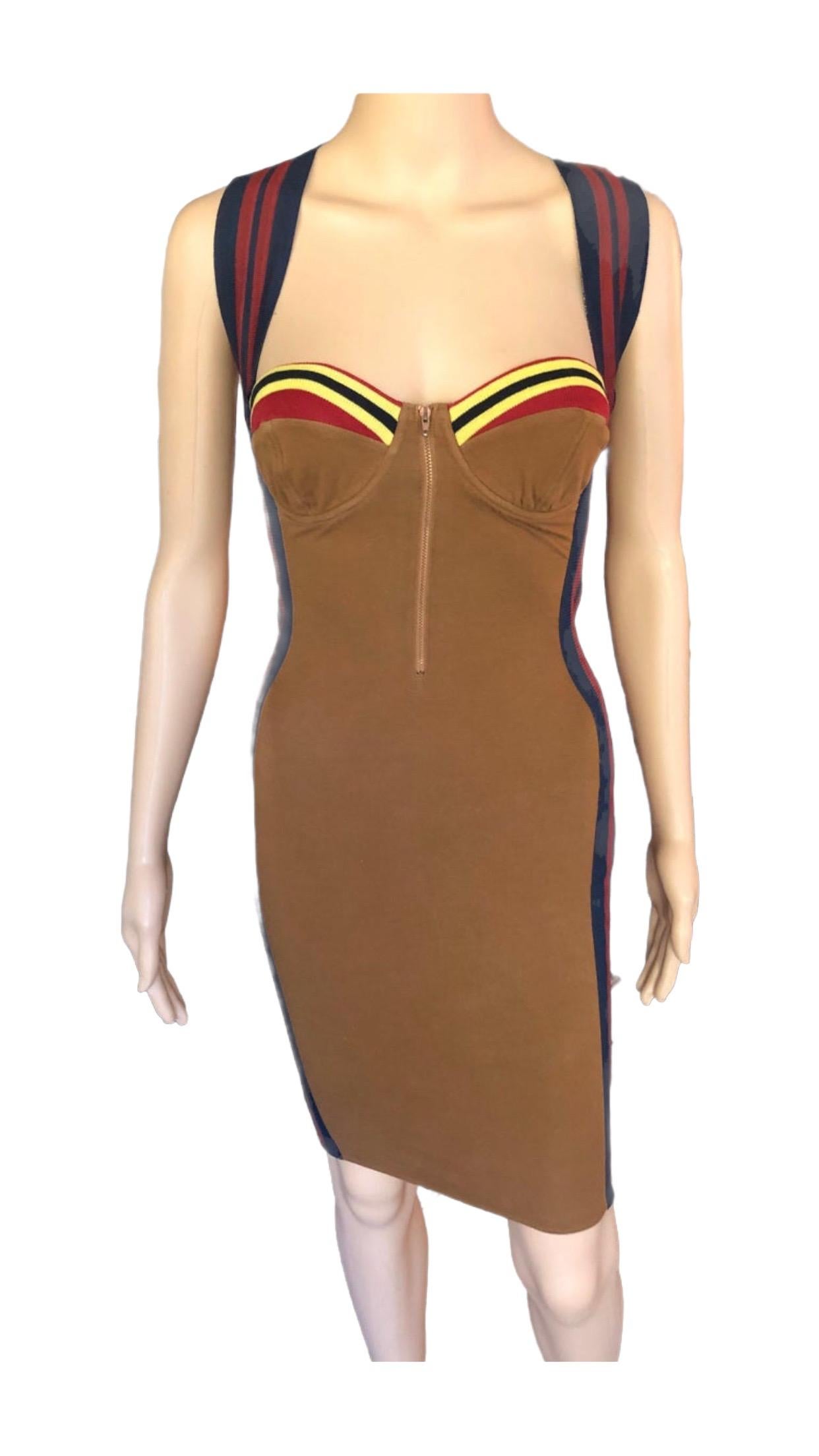 Jean Paul Gaultier 1990's Vintage Bustier Bodycon Knit Mini Dress In Good Condition For Sale In Naples, FL