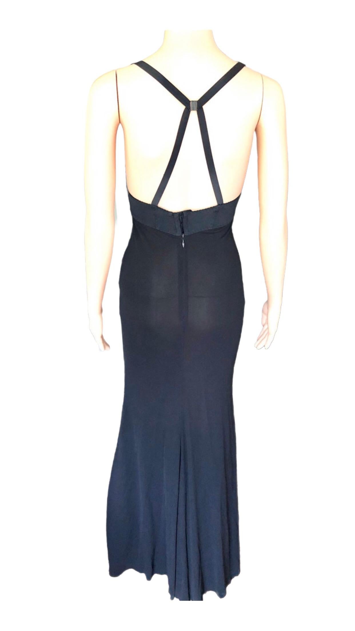 Jean Paul Gaultier Schwarzes Kleid mit halbtransparentem Rückenausschnitt und akzentuiertem Ösenbesatz und Büste im Angebot 8