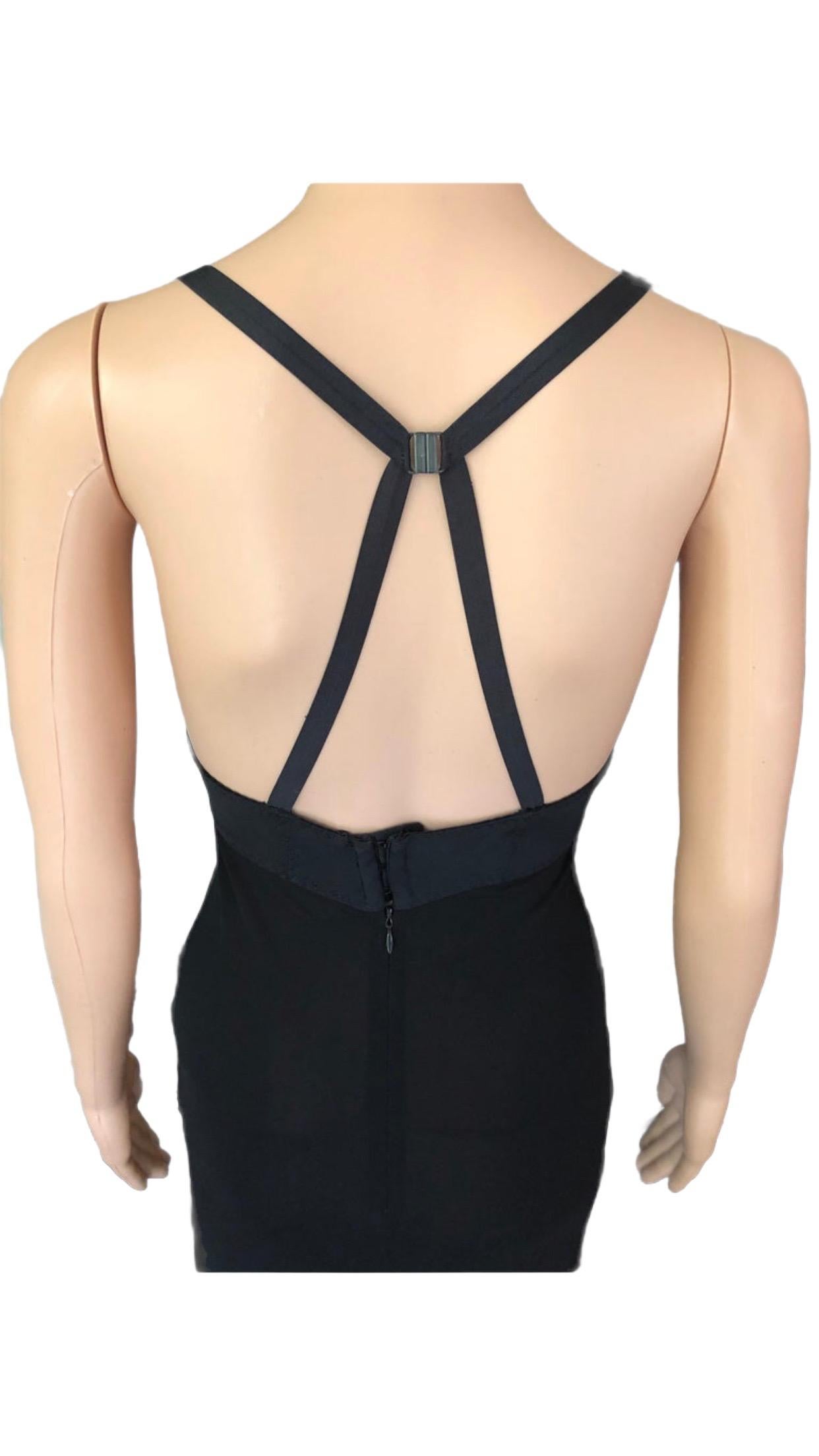 Jean Paul Gaultier Schwarzes Kleid mit halbtransparentem Rückenausschnitt und akzentuiertem Ösenbesatz und Büste im Angebot 10