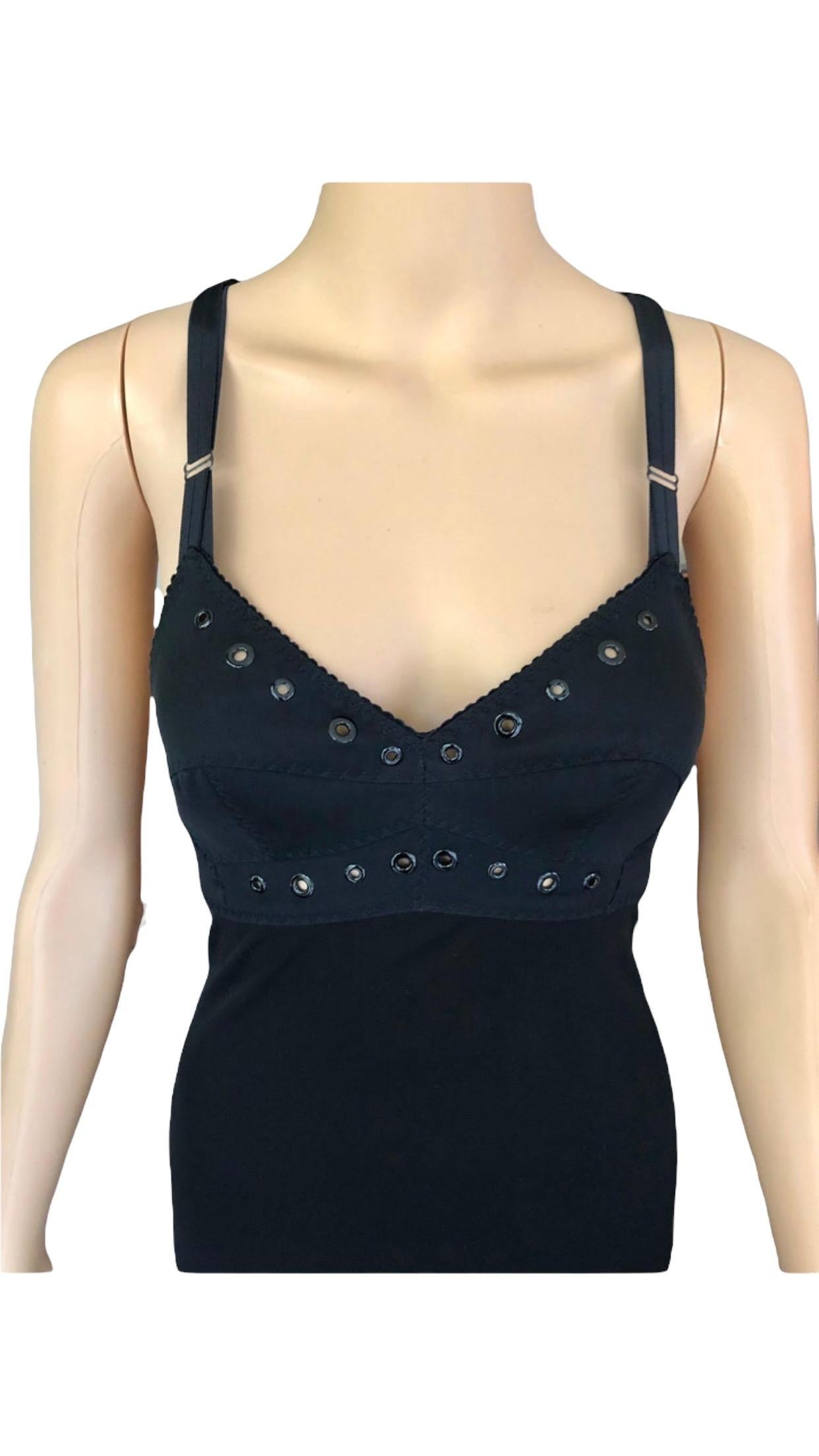 Jean Paul Gaultier Semi-Sheer Cutout Back Grommet Accented Bust Black Dress For Sale 11