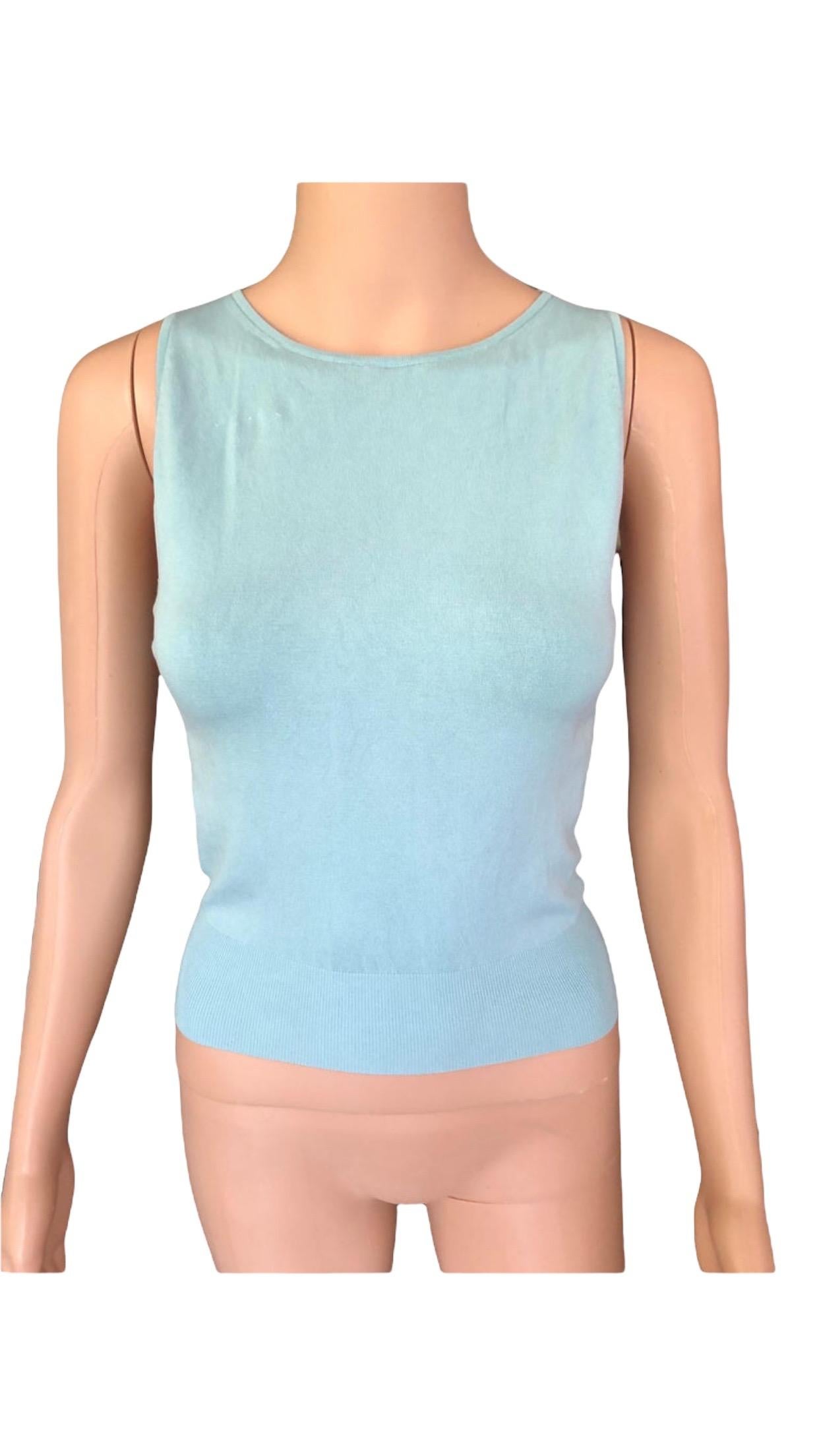 Tom Ford for Gucci c.1999 Knit Cutout Back Logo Buckle Crop Top In Good Condition In Naples, FL