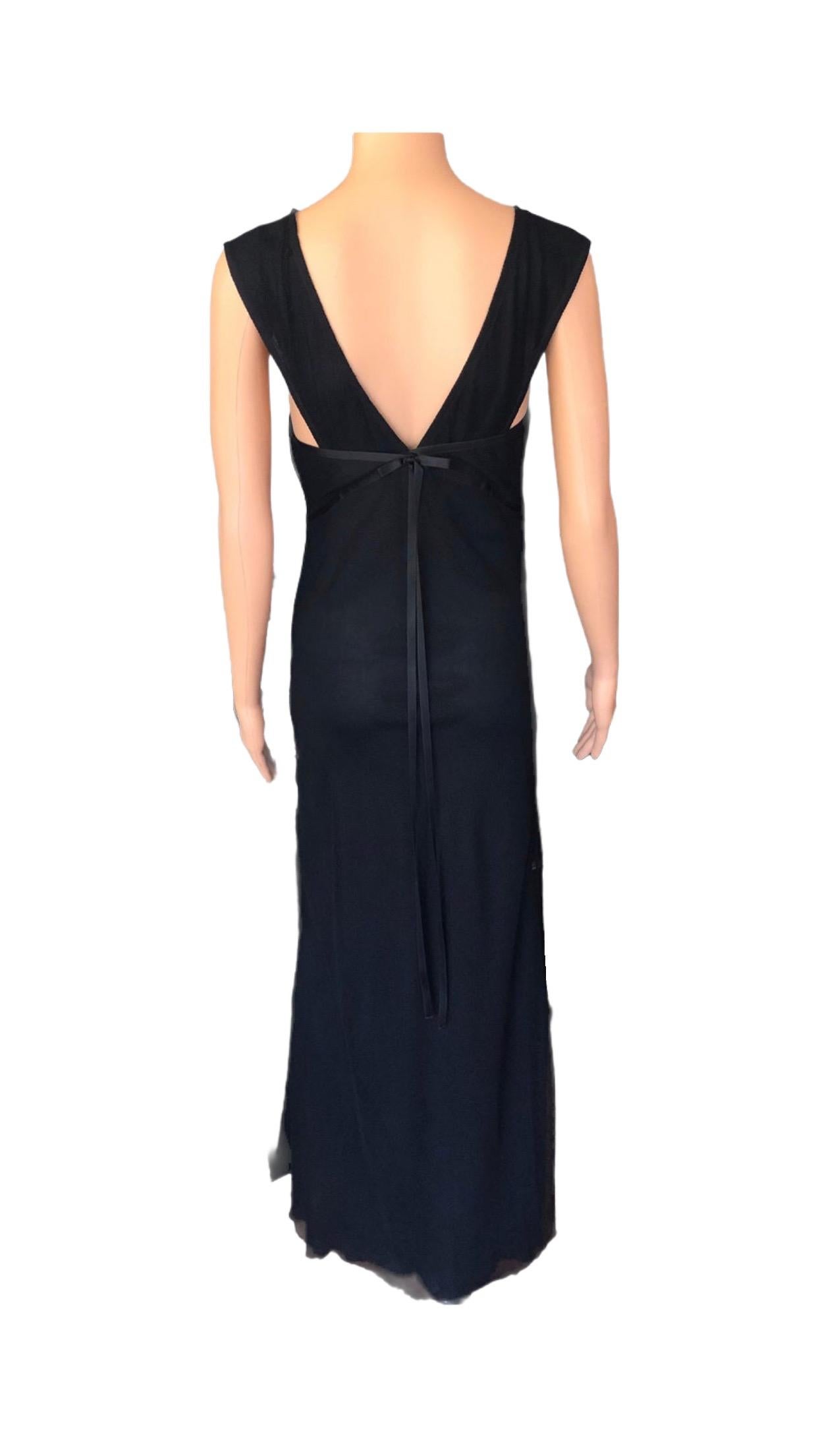 Tom Ford for Gucci F/W 2001 Plunging Draped Mesh Black Evening Dress Gown For Sale 4