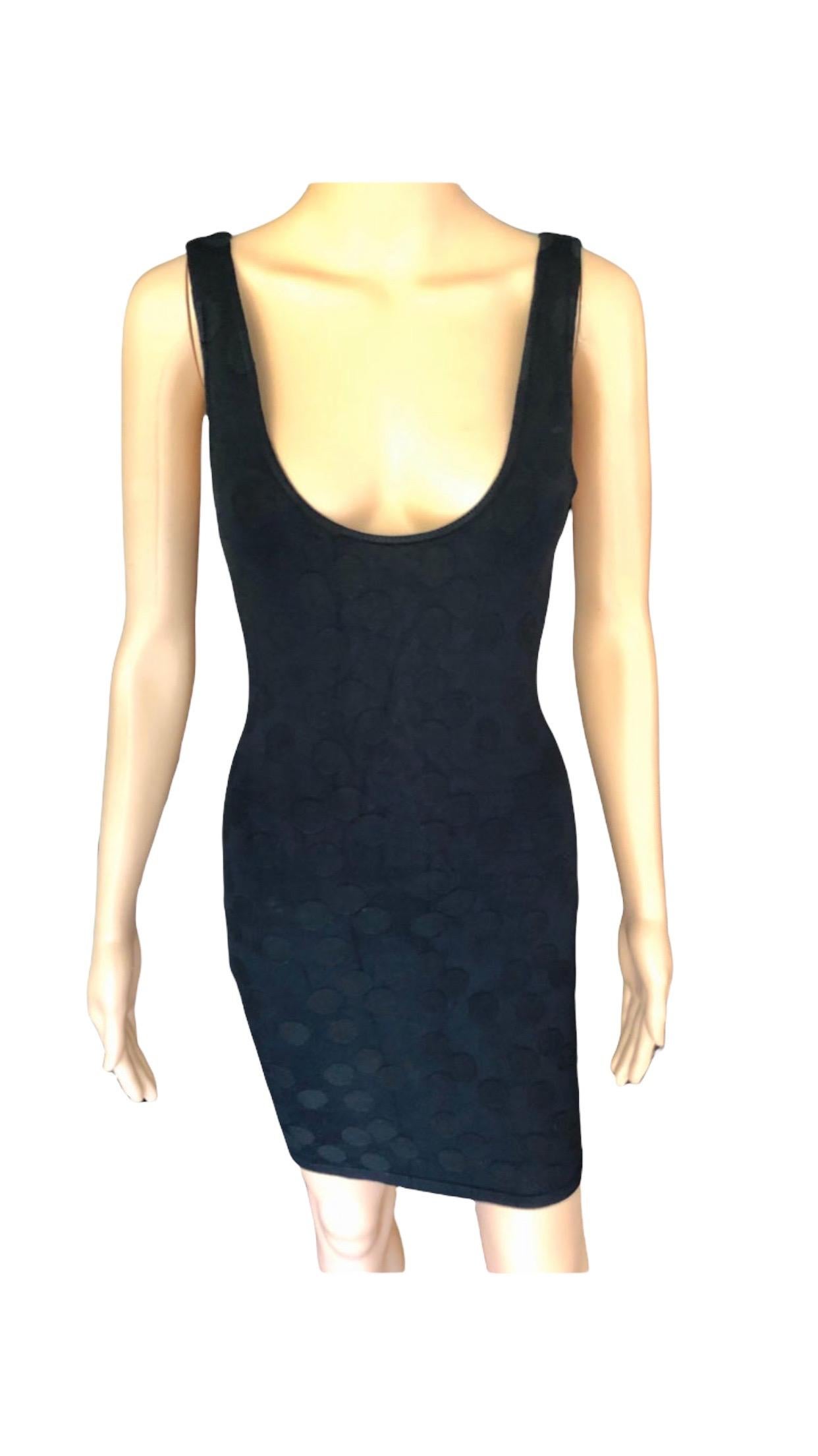 Azzedine Alaia S/S 1991 Vintage Bodycon Open Back Polka Dot Black Mini Dress For Sale 1