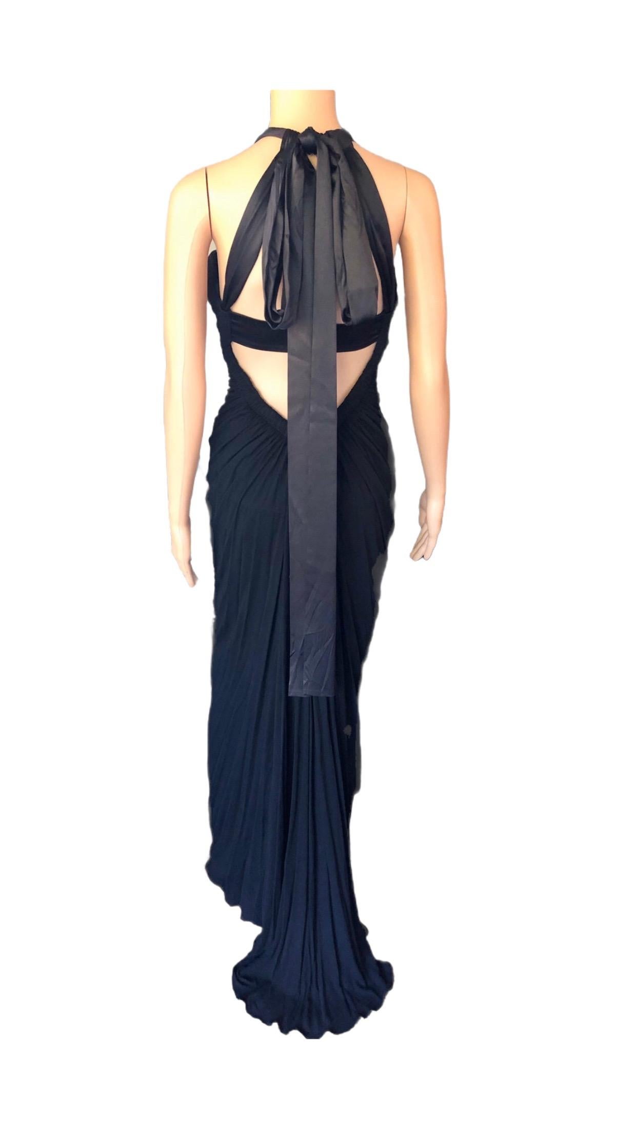 Dolce & Gabbana c.2000 Halter Cutout Open Back Black Evening Dress Gown 1