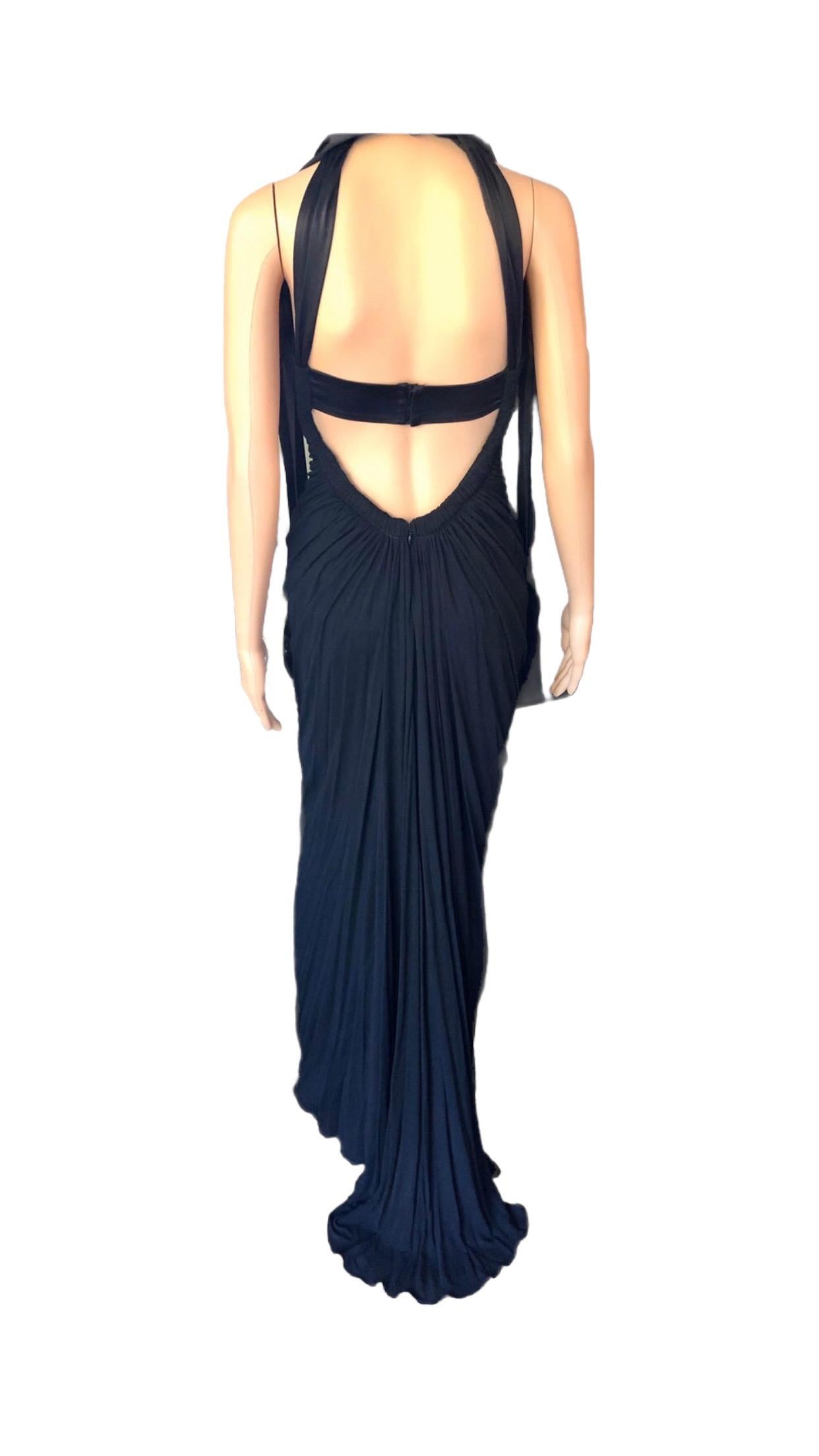 Dolce & Gabbana c.2000 Halter Cutout Open Back Black Evening Dress Gown For Sale 2
