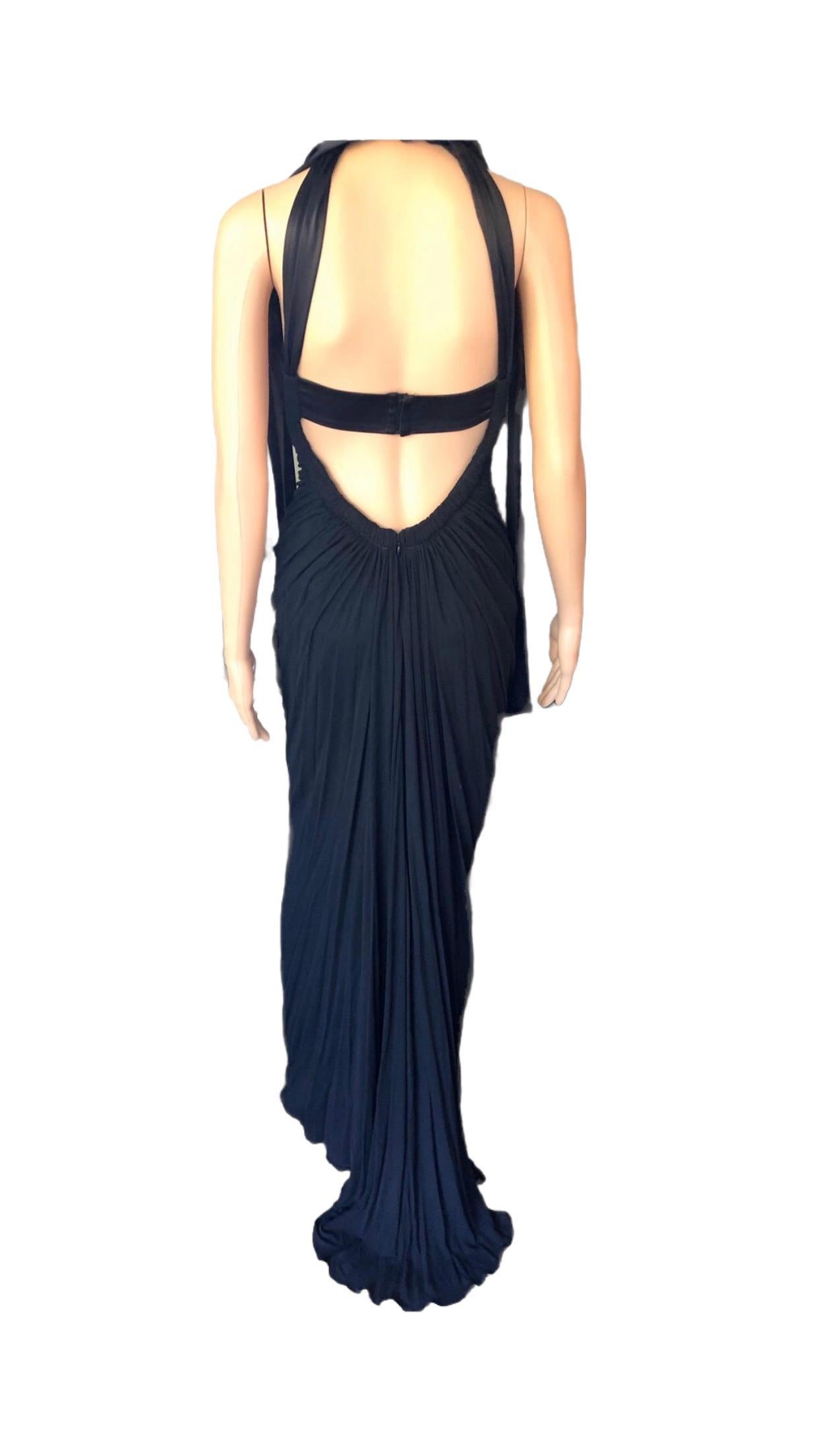 Dolce & Gabbana c.2000 Halter Cutout Open Back Black Evening Dress Gown For Sale 3