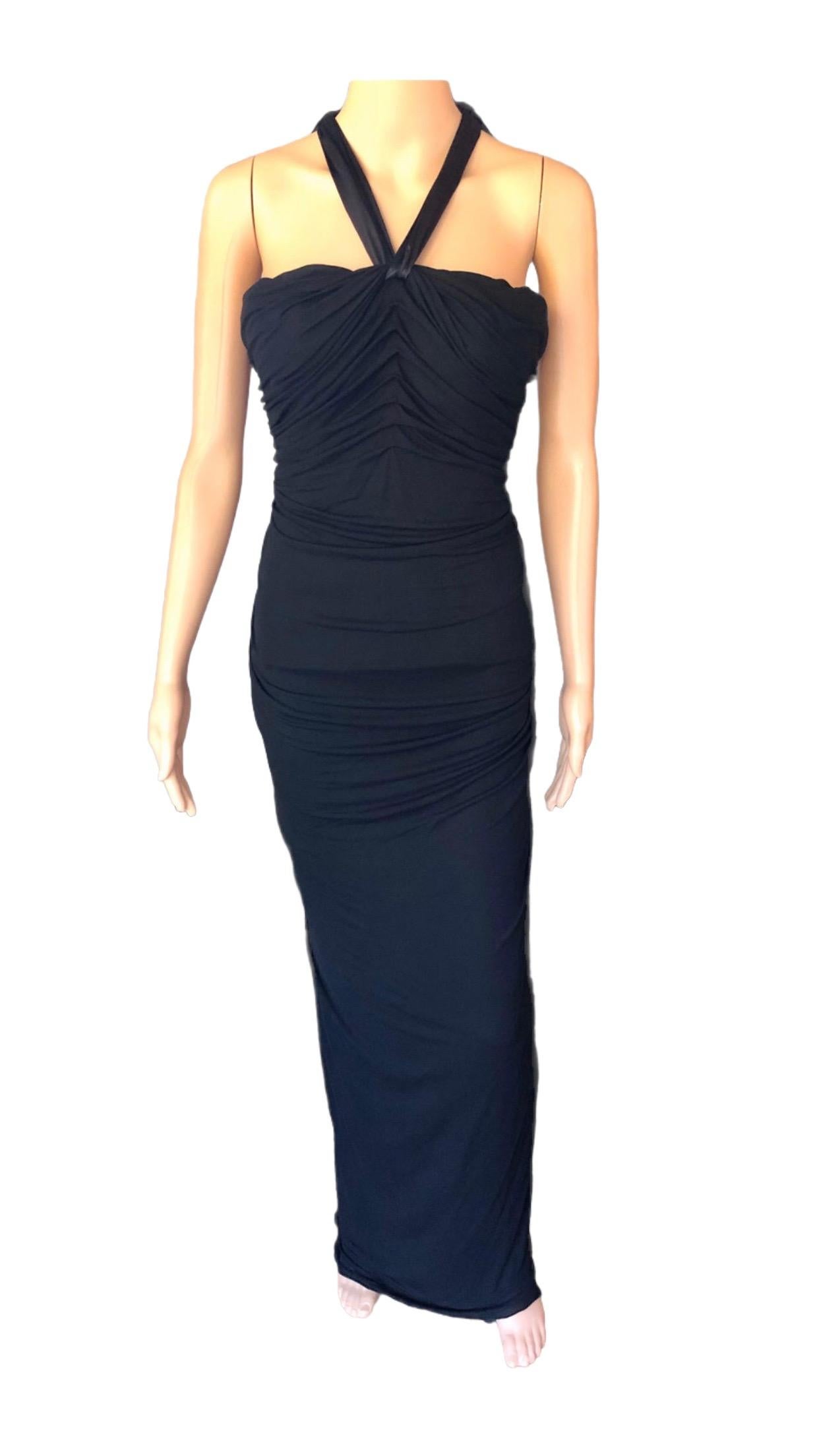 Dolce & Gabbana c.2000 Halter Cutout Open Back Black Evening Dress Gown For Sale 4