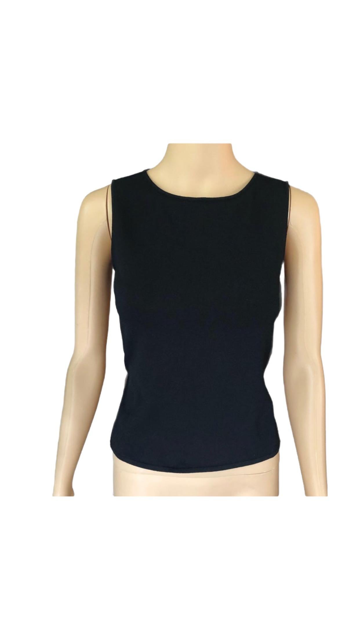 Gucci by Tom Ford c.1999 Knit Backless Strappy Logo Buckle Black Crop Top In Excellent Condition For Sale In Naples, FL