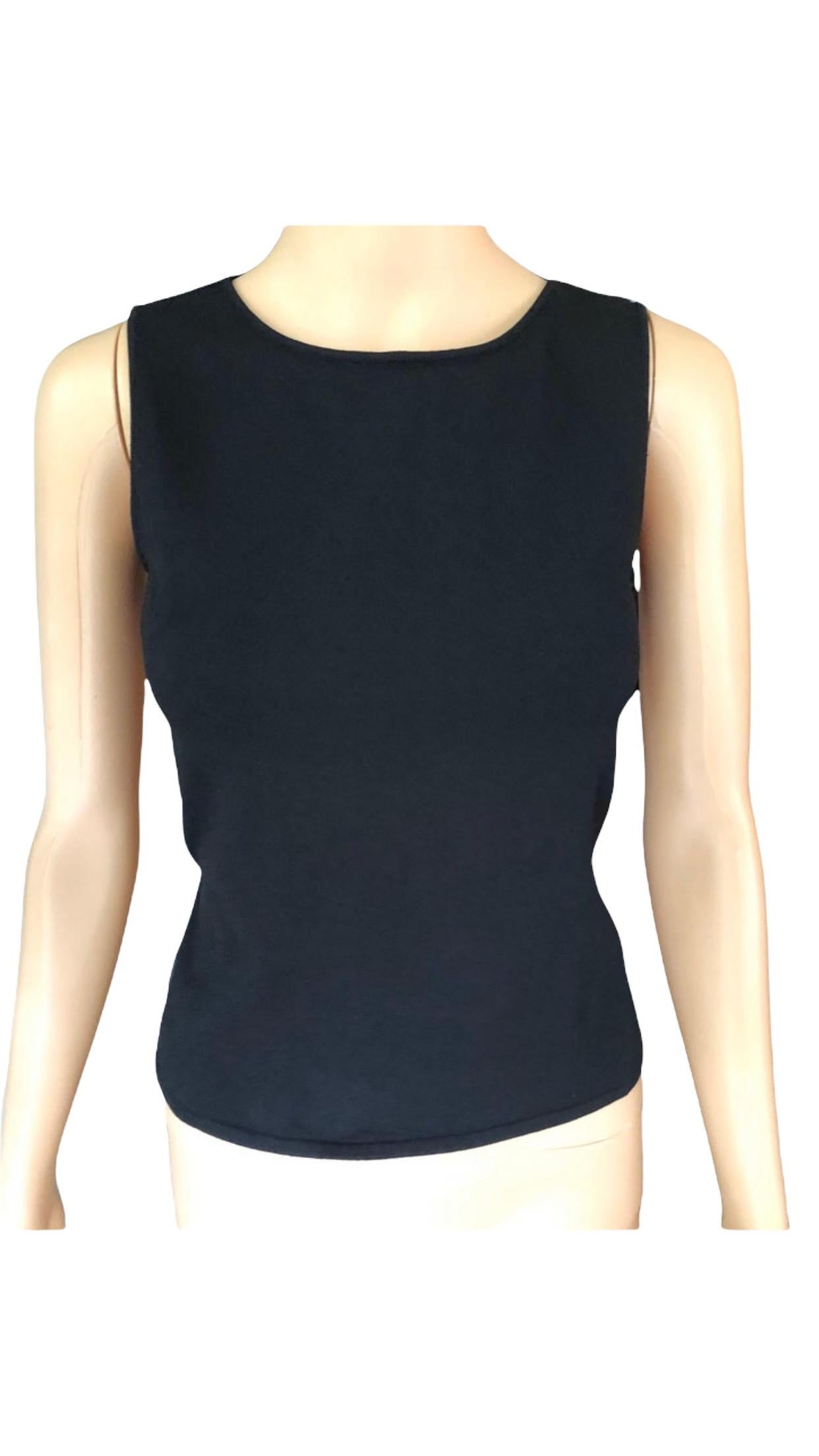 Women's or Men's Gucci by Tom Ford c.1999 Knit Backless Strappy Logo Buckle Black Crop Top For Sale
