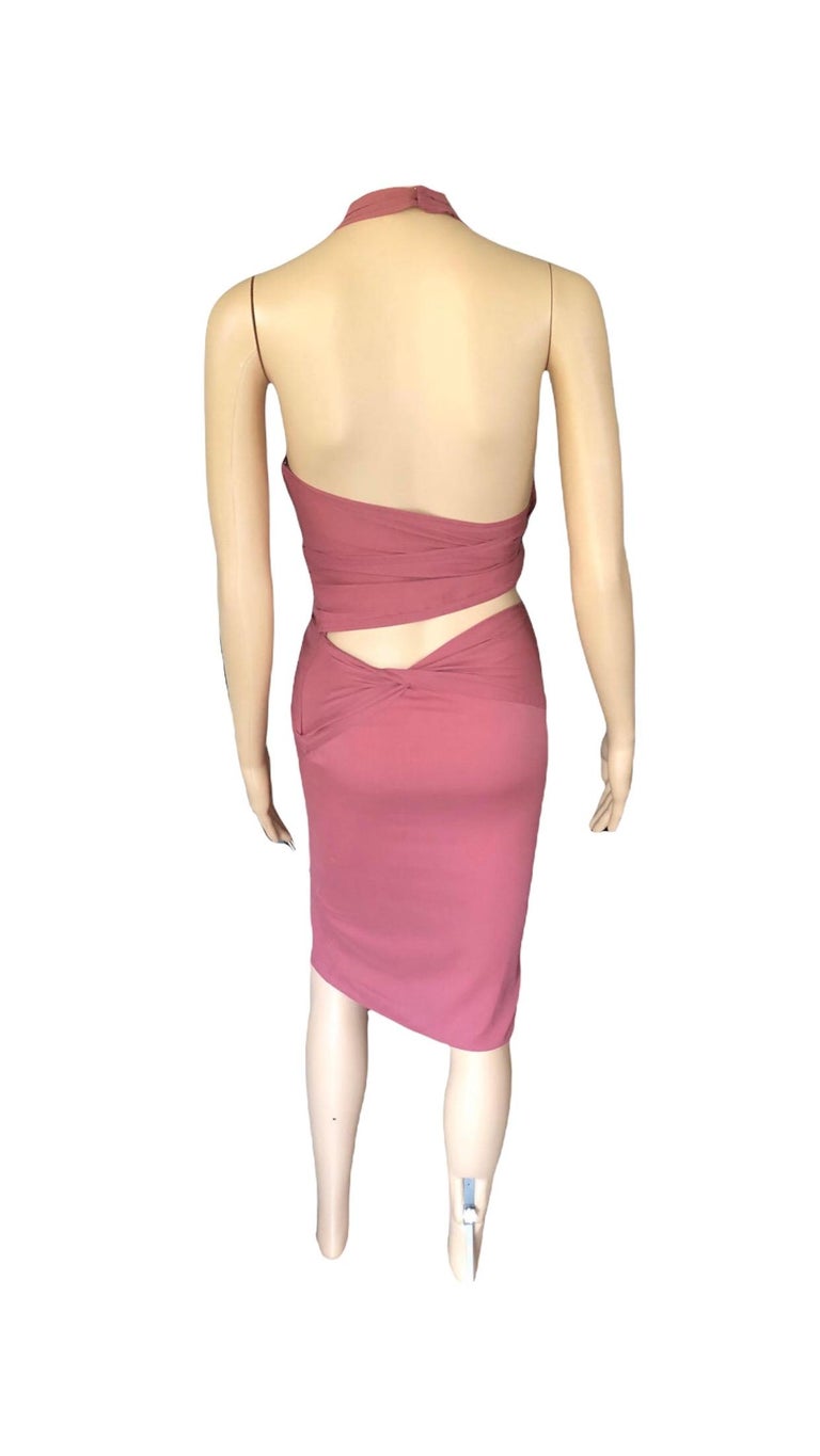 Gucci S/S 2005 Plunging Halter Cutout Back Silk Dress For Sale 1