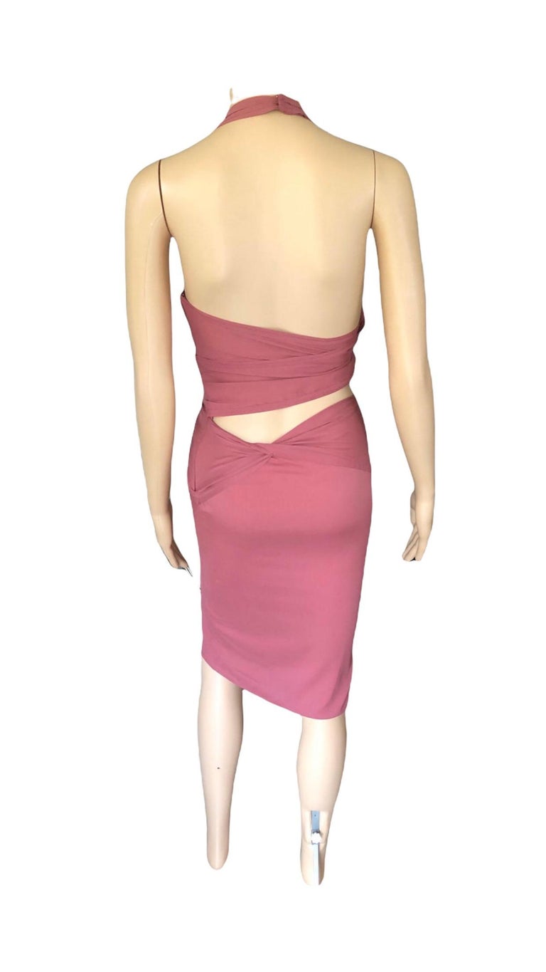 Gucci S/S 2005 Plunging Halter Cutout Back Silk Dress For Sale 2