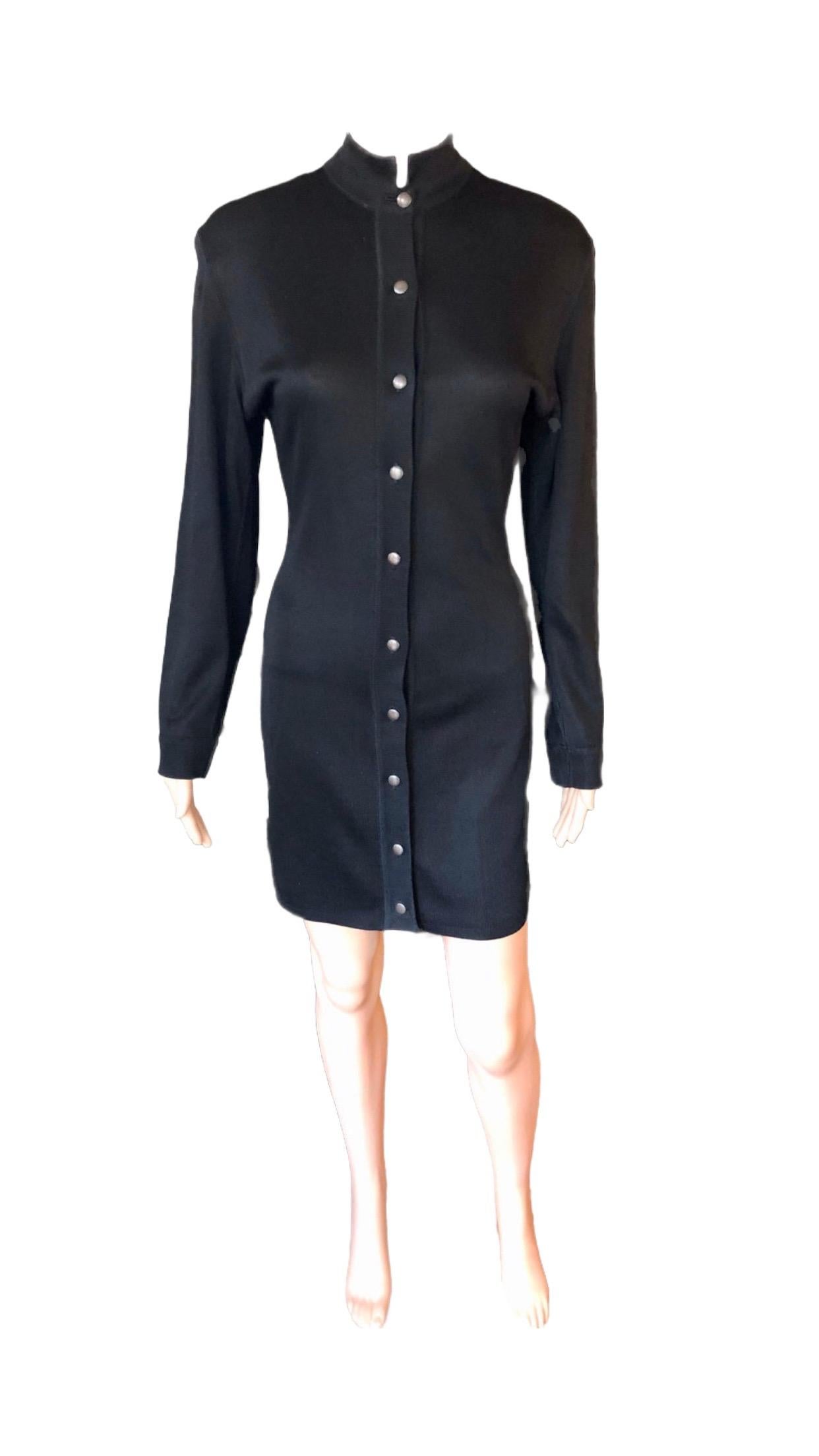 Azzedine Alaia Vintage Buttoned Knit Black Dress 1