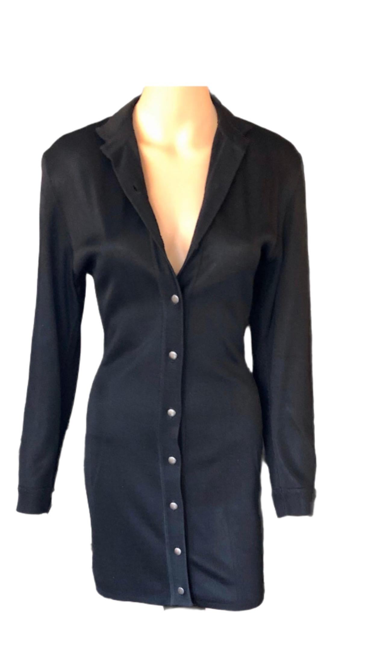 Azzedine Alaia Vintage Buttoned Knit Black Dress 2