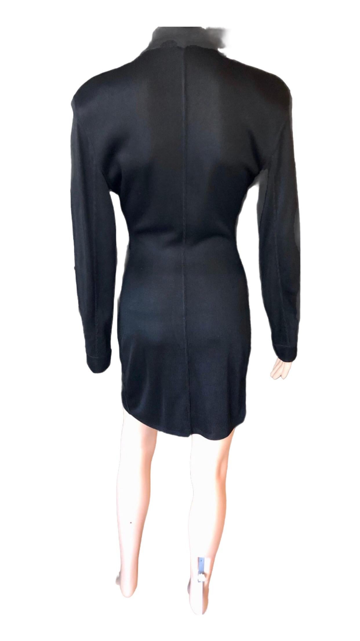 Azzedine Alaia Vintage Buttoned Knit Black Dress 3