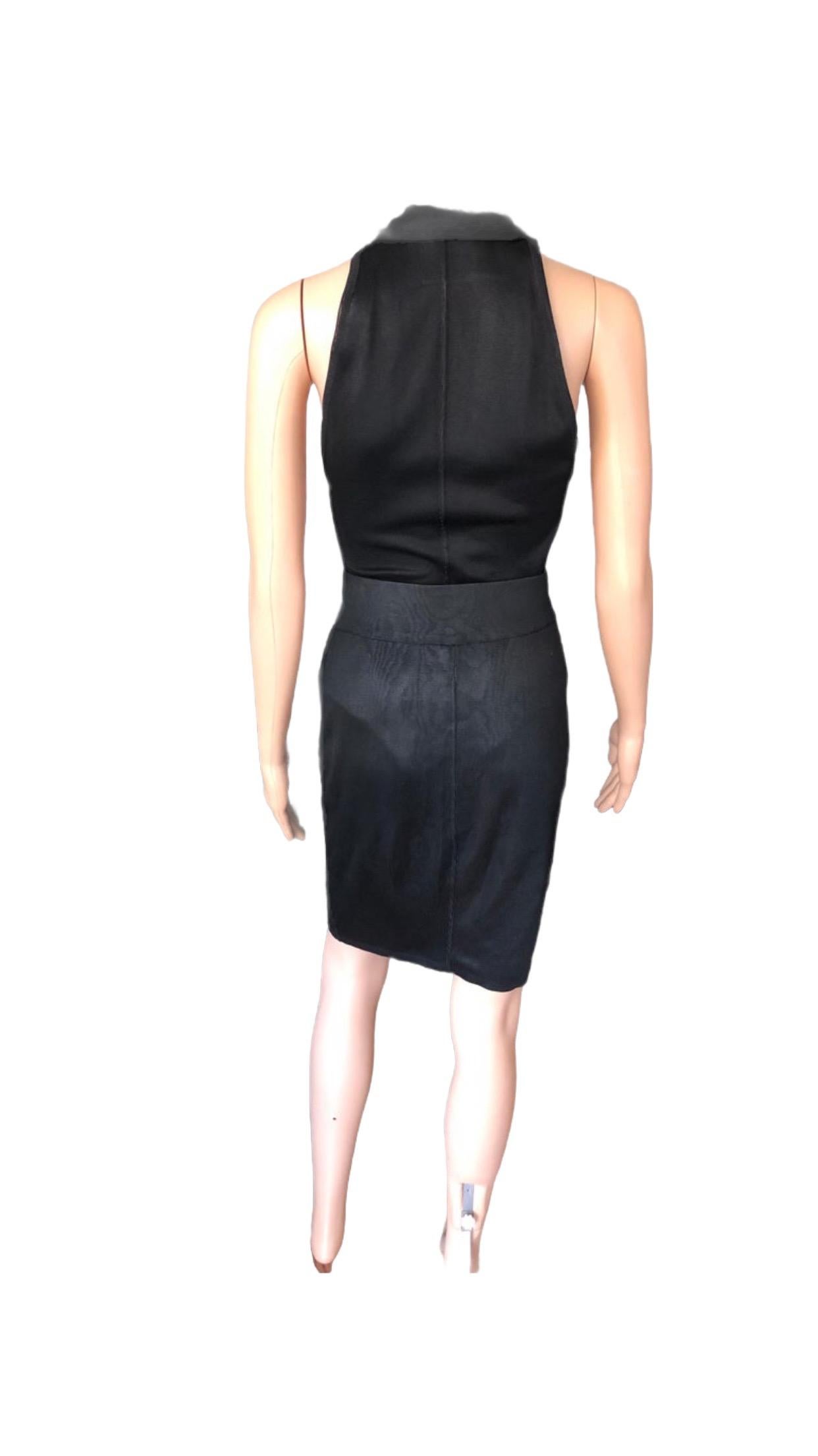 Azzedine Alaia Vintage Black Bodysuit and Skirt 2 Piece Set 2
