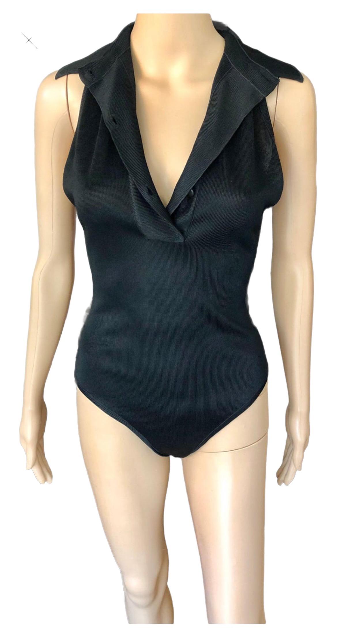 Azzedine Alaia Vintage Black Bodysuit and Skirt 2 Piece Set 3