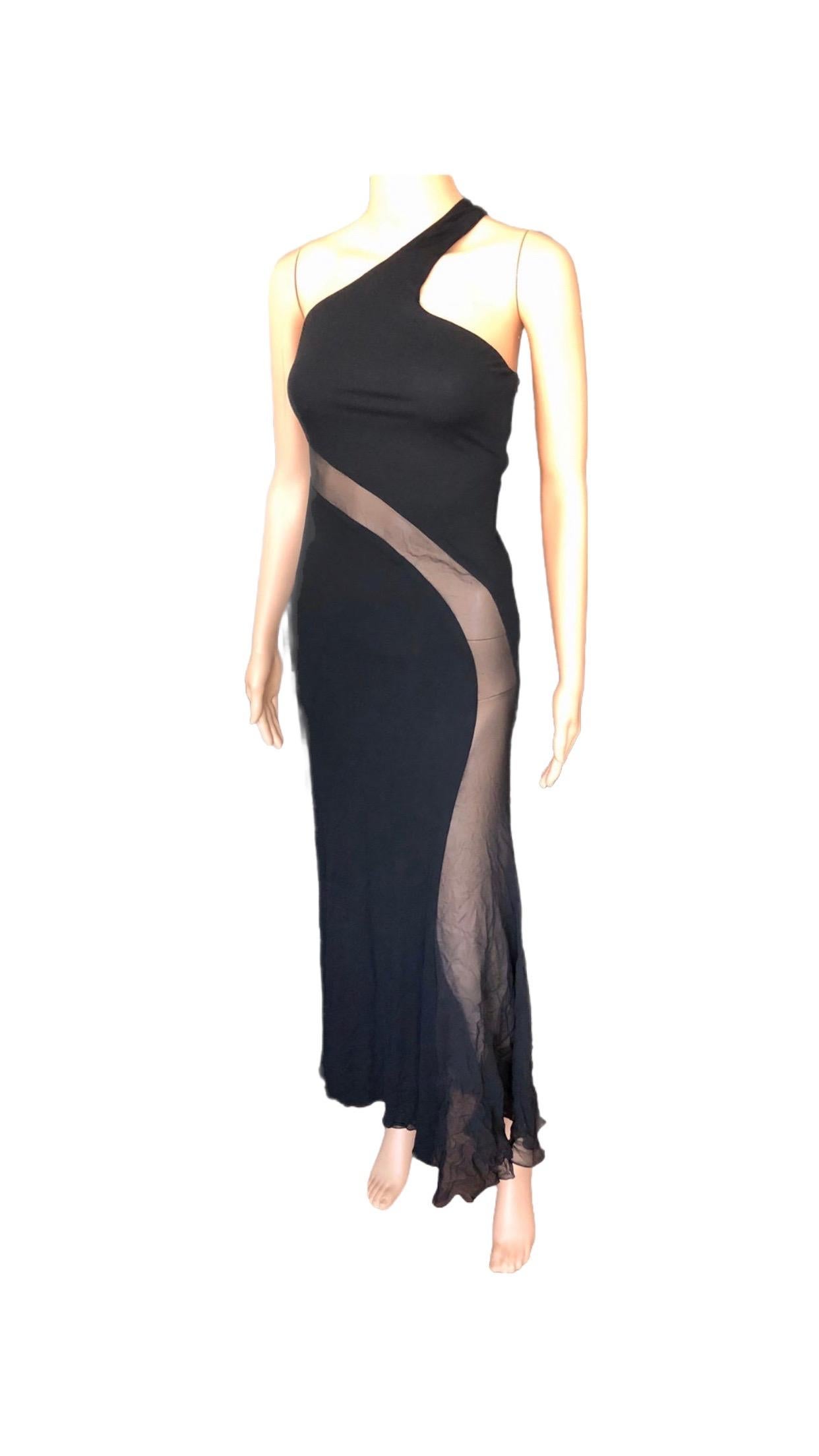 Versace Sheer Cutout Panel Black Evening Dress Gown For Sale 2