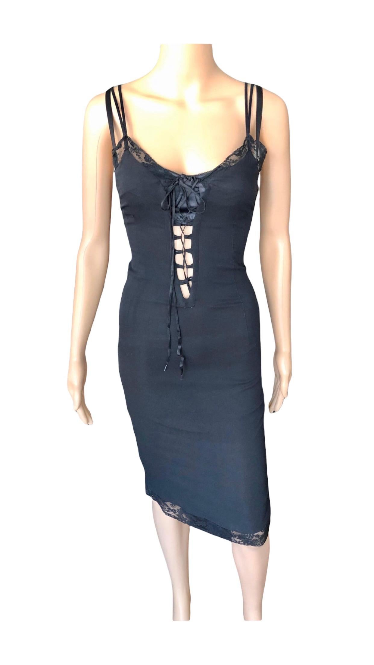 D&G by Dolce & Gabbana c. 2001 Corset Lace Up Bra Black Dress For Sale 1