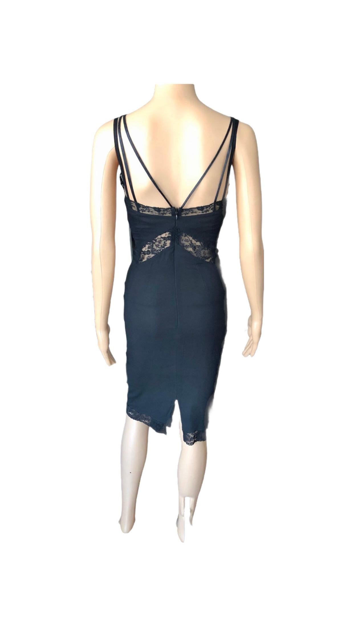 D&G by Dolce & Gabbana c. 2001 Corset Lace Up Bra Black Dress For Sale 4