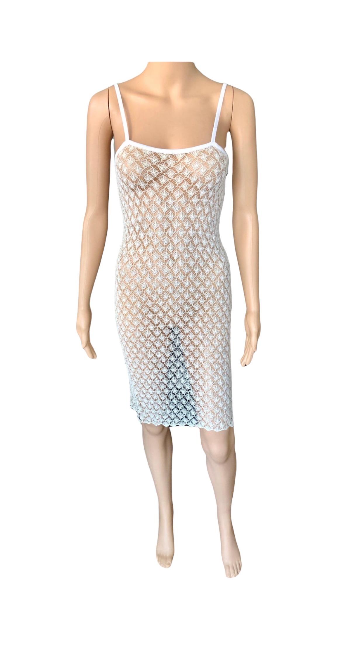 Versace Classic 1990's Sheer Open Knit Ivory Dress In Good Condition For Sale In Naples, FL