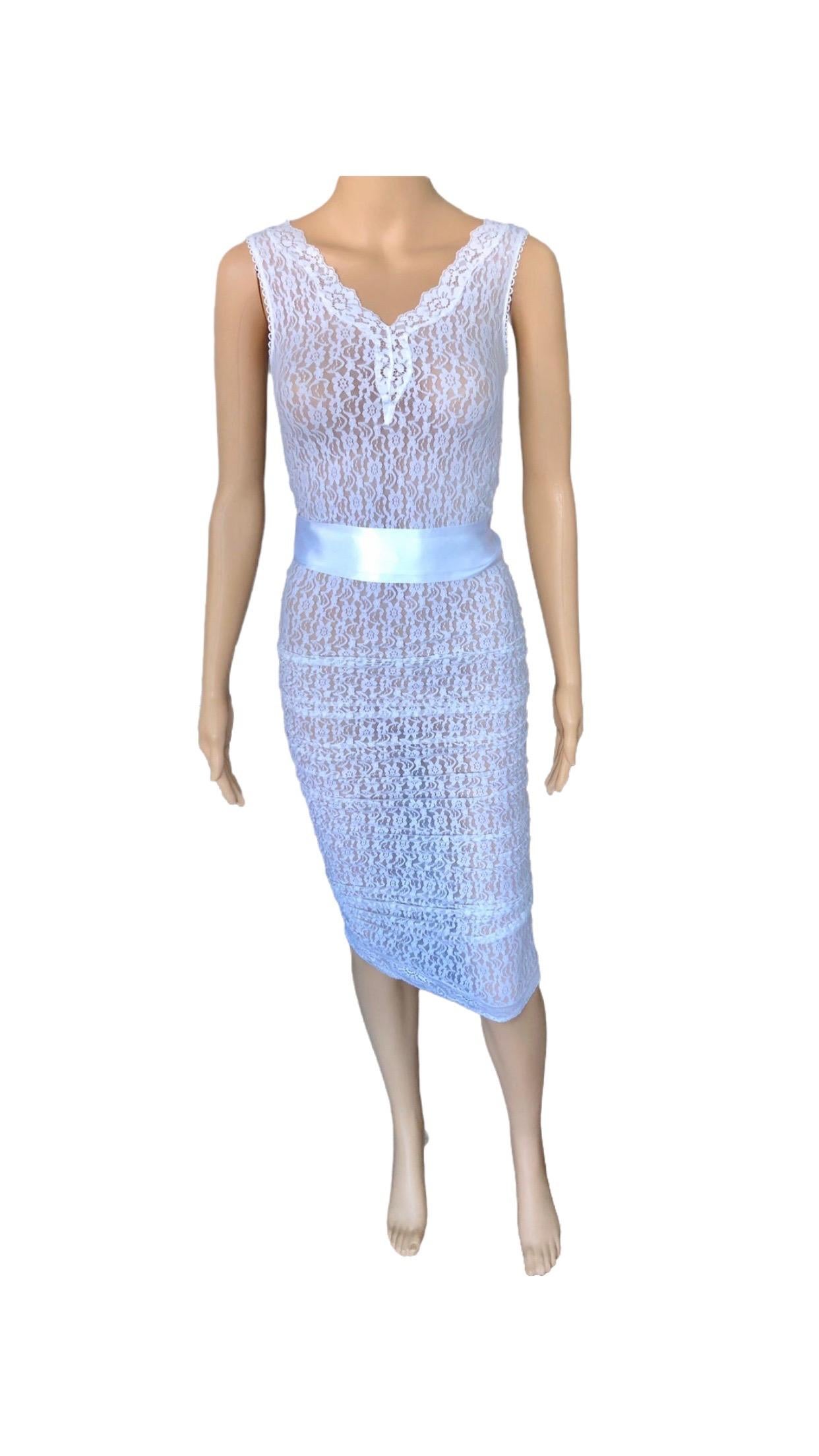 NWT D&G by Dolce & Gabbana S/S 2006 Runway Sheer Lace White Dress In New Condition For Sale In Naples, FL
