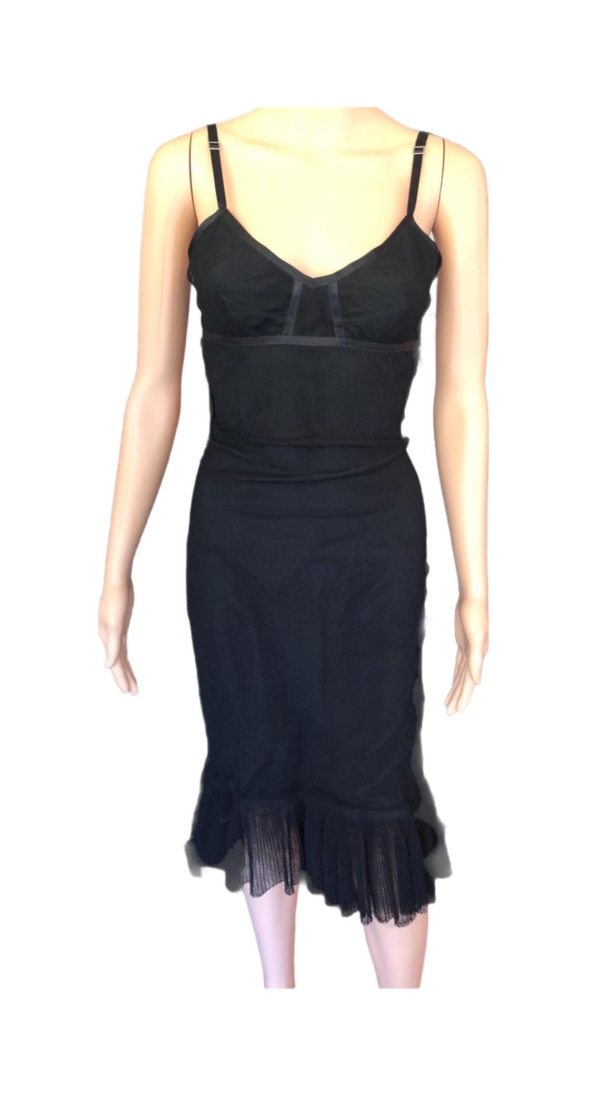 Gucci by Tom Ford F/W 2001 Cutout Back Mesh Black Dress For Sale 3