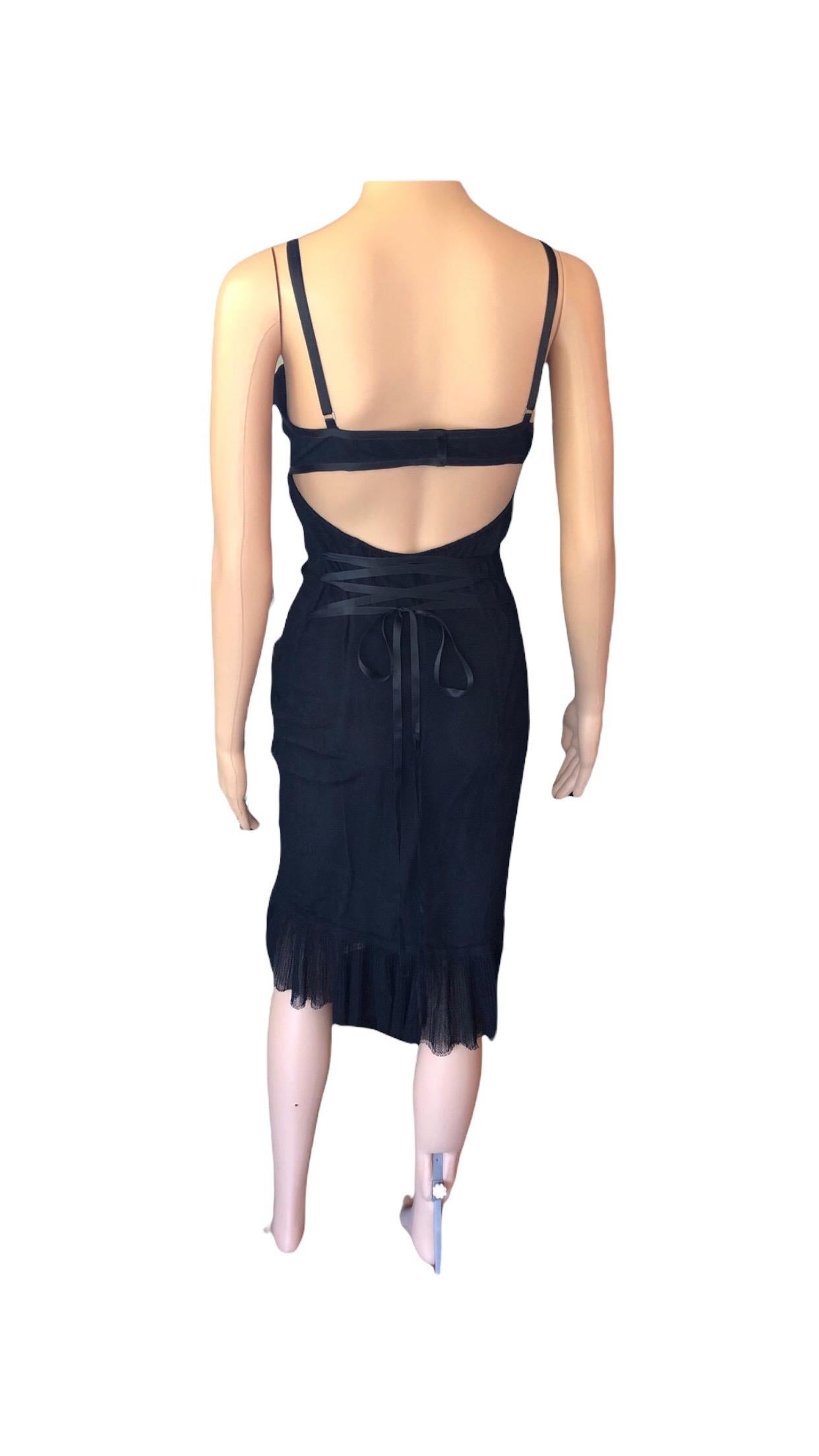 Gucci by Tom Ford F/W 2001 Cutout Back Mesh Black Dress For Sale 4