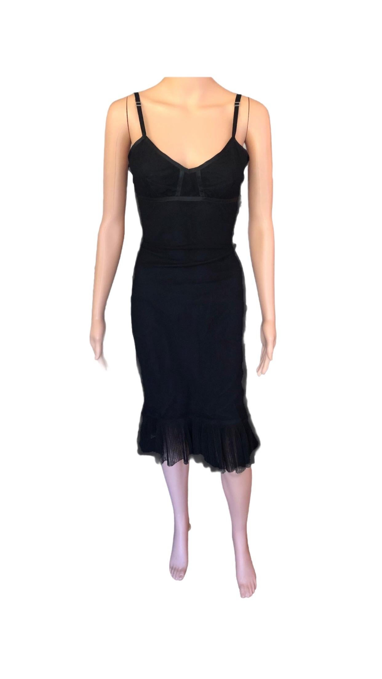 Gucci by Tom Ford F/W 2001 Cutout Back Mesh Black Dress For Sale 5
